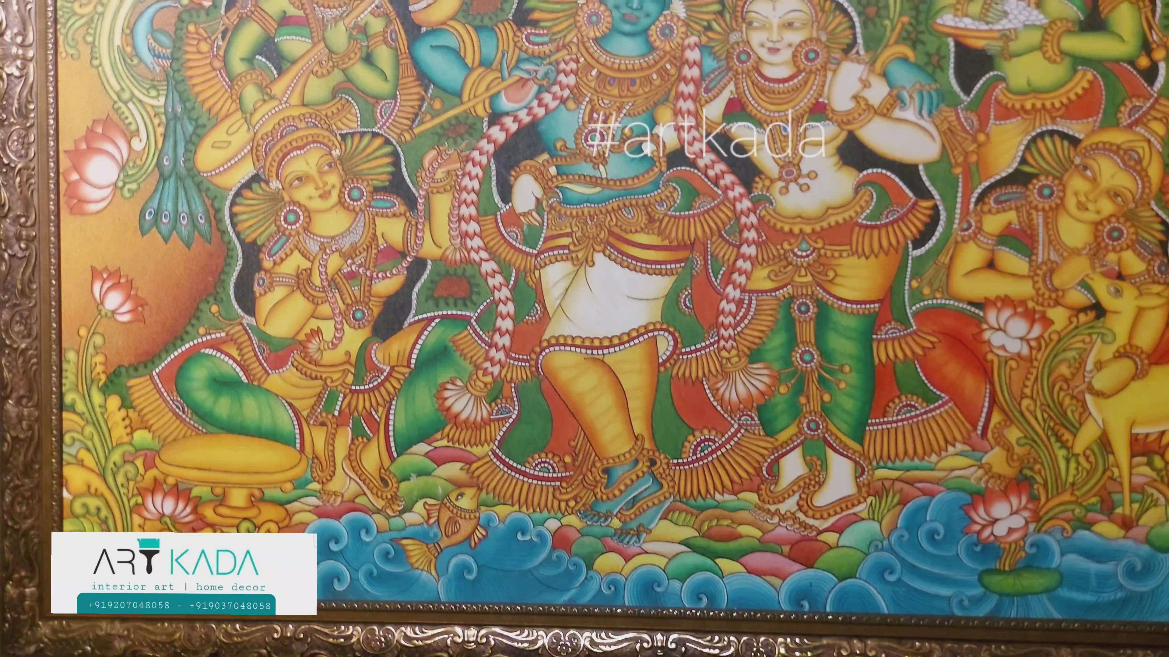 Radhakrishna mural painting on canvas