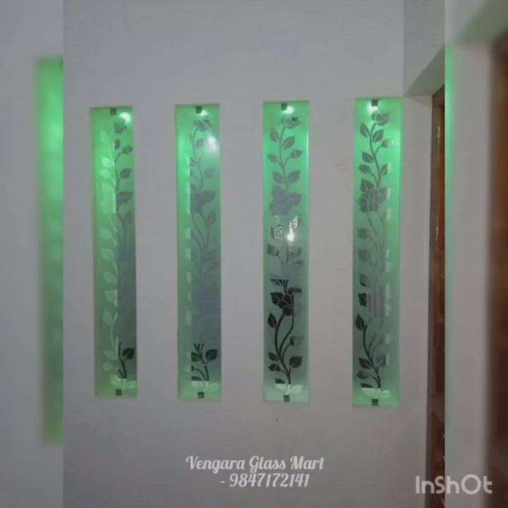 Glass Pergola with etching & colouring...
( work :- contact Vengara Glass Mart- 9847172141)