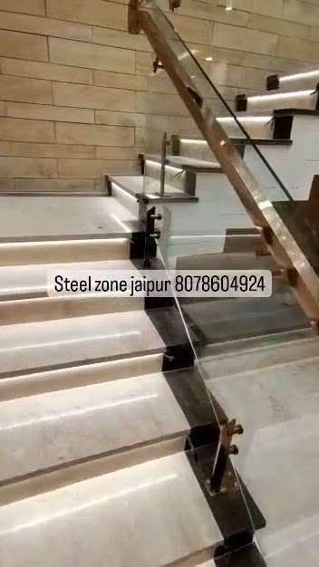 ss rose gold glass railing steel zone jaipur contact 8078604924