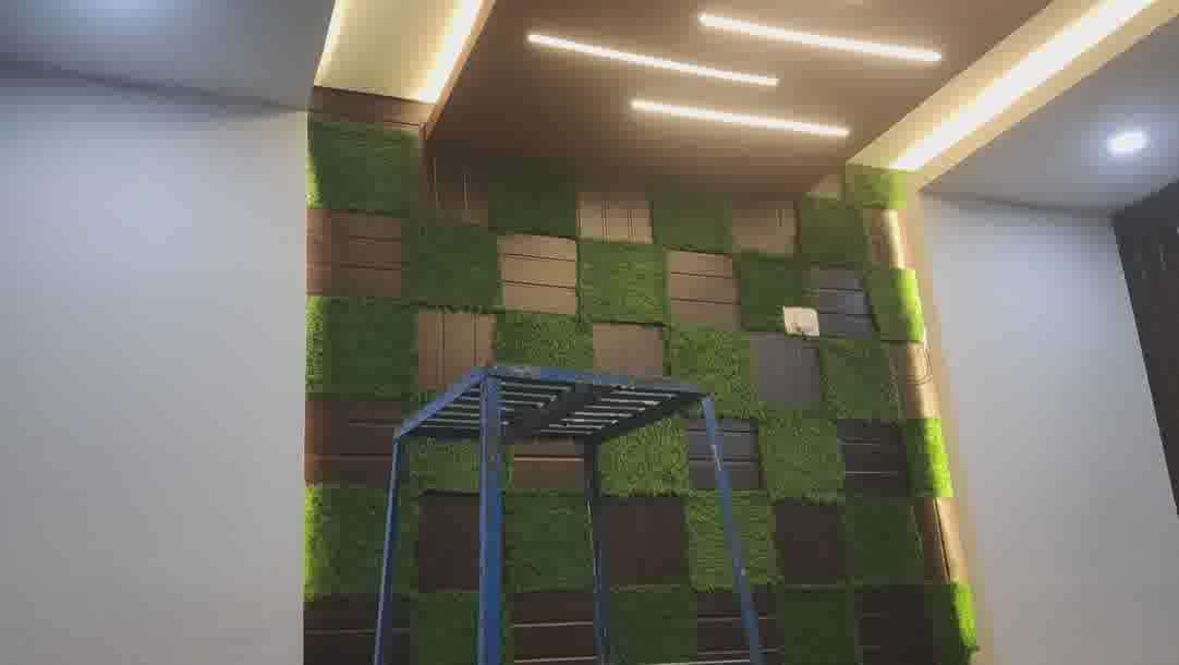 pvc gypsum ceiling work with grass and profile light #GypsumCeiling  #PVCFalseCeiling #AluminiumWindows  #InteriorDesigner