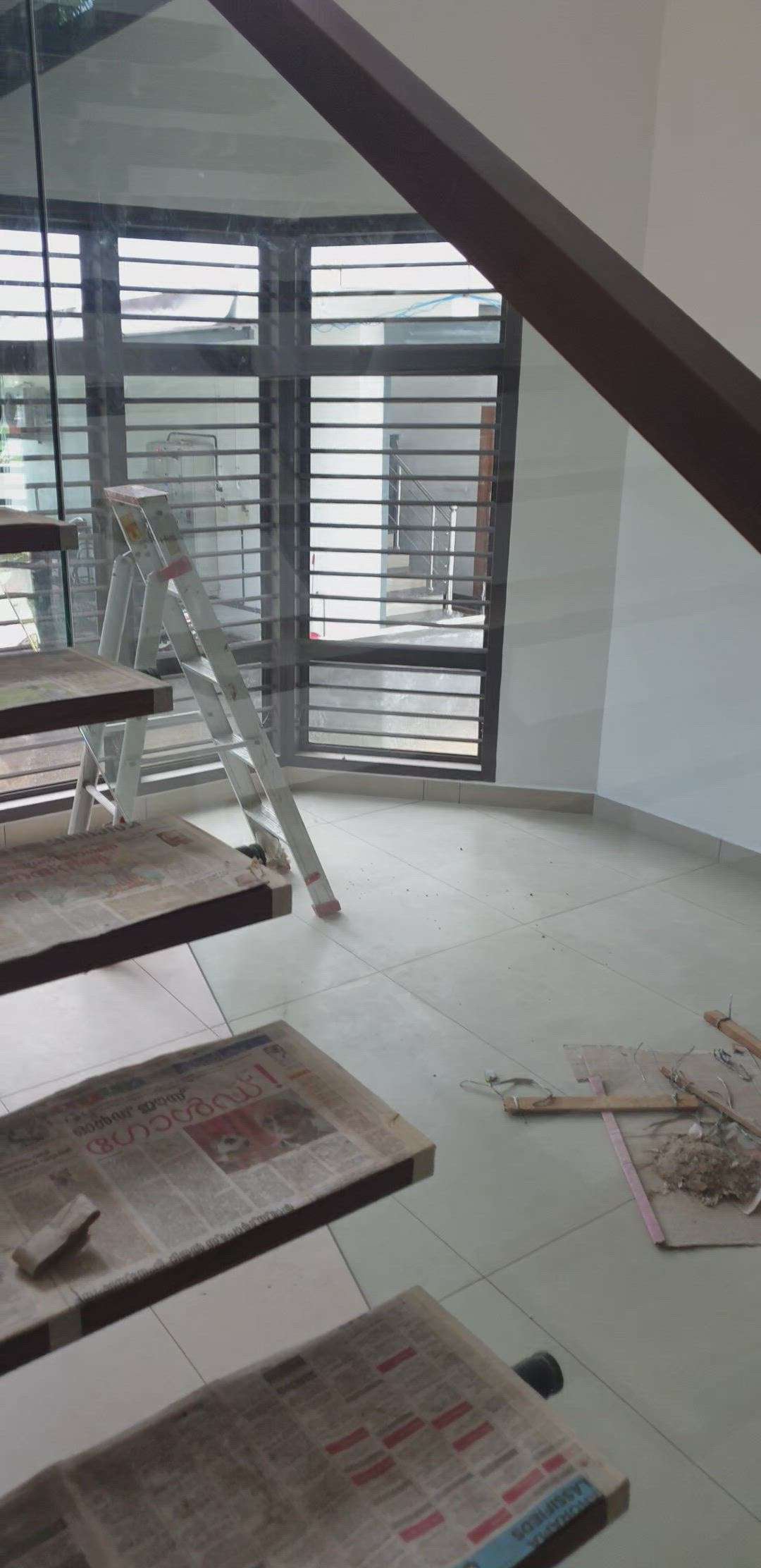 Glass & wooden handrails work at kottayam