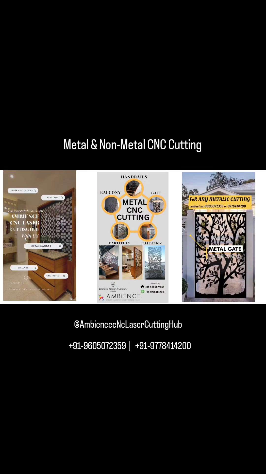 🔥𝐌𝐄𝐓𝐀𝐋 CNC CUTTING - HANDRAILS,GATE,ROOFING, WINDOW, PARTITIONS, FALSE CEILING etc 🔥
+𝟗𝟏-𝟕𝟗𝟎𝟕𝟖𝟓𝟕𝟑𝟑𝟒 / +𝟗𝟏-𝟗𝟕𝟕𝟖𝟒𝟏𝟒𝟐𝟎𝟎.
𝑨𝑴𝑩𝑰𝑬𝑵𝑪𝑬 𝑪𝑵𝑪 𝑳𝑨𝑺𝑬𝑹 𝑪𝑼𝑻𝑻𝑰𝑵𝑮  𝑯𝑼𝑩, 𝑵𝒆𝒂𝒓 𝑬𝒂𝒏𝒄𝒉𝒂𝒌𝒌𝒂𝒍 𝑱𝒖𝒏𝒄𝒕𝒊𝒐𝒏.𝑻𝑽𝑴.
#metalcnc #Metalpartition #metalart  #metalstaircase #metalhut #metalstairs #Metalfurniture #metalcladding #metalgates #metalwindows #MetalCeiling #MetalSheetRoofing #metalwelding #cncmetalcuting #cncjalicutting #cncgate #gateDesign #gateservice #metalhandrails #partiction #cnc #cnclasercutting #cncmetalcuting #metalcuttings #metalcnccutting #Metalfurniture #FalseCeiling #ambiencecnc #ambiencecnccuttinghub #eanchakkal #Thiruvananthapuram #cncowners #cnckerala #koloviral #koloviral #kolopost #InteriorDesigner #Outdoorfurnitures #BuildingSupplies #_builders #HouseConstruction #constructionsite #Carpenter #carpentry #StaircaseHandRail #StaircaseDecors #cnchandrails #jalicutting #jalicnc #Plywood #metalart  #multywood #hdf #mdfjali