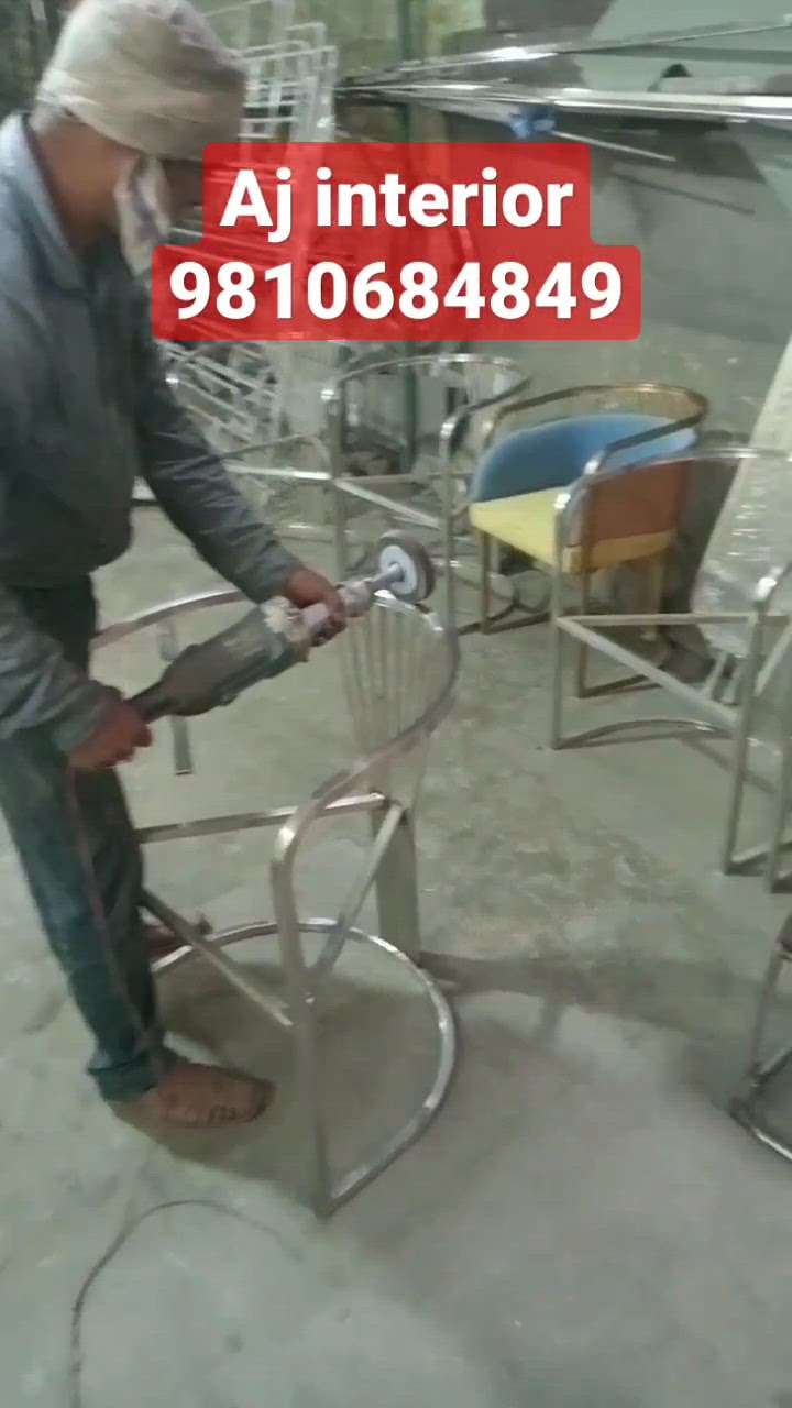 Chair work progress in stainless steel with PVD coating exclusive design customized available