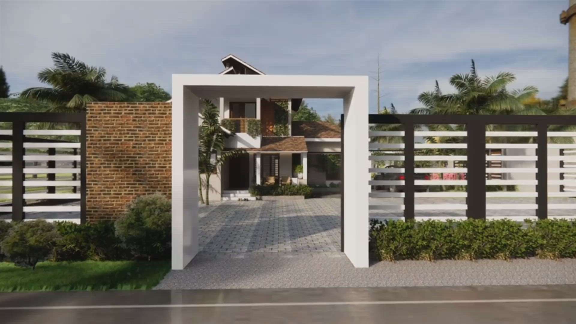 kerala home exterior 
 #KeralaStyleHouse  #ContemporaryHouse  #lowbudgethousekerala  #3d  #rendering  #videorendering  #exteriordesigns