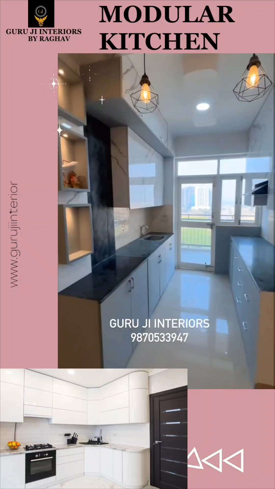 MODULAR KITCHEN DESIGN ✨
Like this design ? 
Follow for more
# Get Lowest price &  best quality home interiors 💫
.
Guru ji interiors
By Raghav
Call - 9870533947
#luxuryhomes 
#modernkitchen 
#HomeDecore #interiordesign