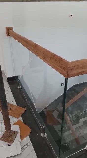 hand rails wooden glass