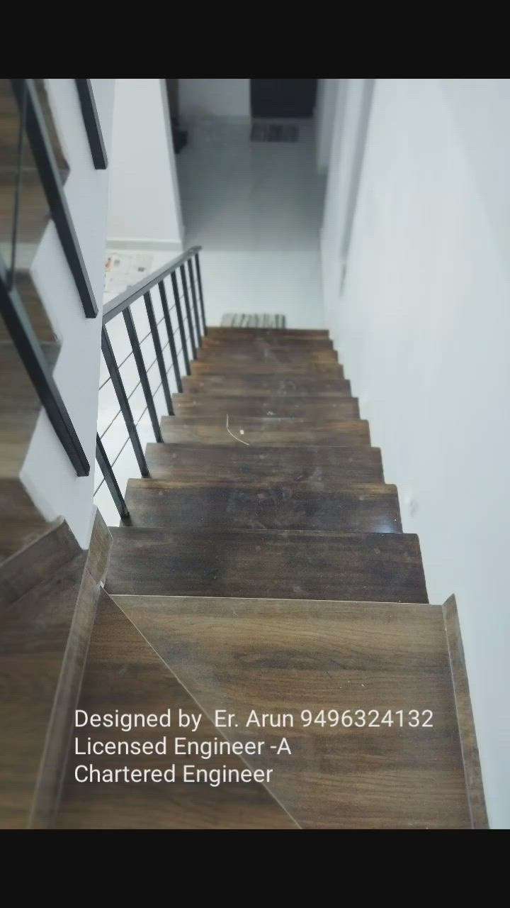 Completed work: Stair concept - RCC-GI TUBES combination with wooden finish tread.  #StaircaseDecors  #WoodenStaircase  #StaircaseIdeas
