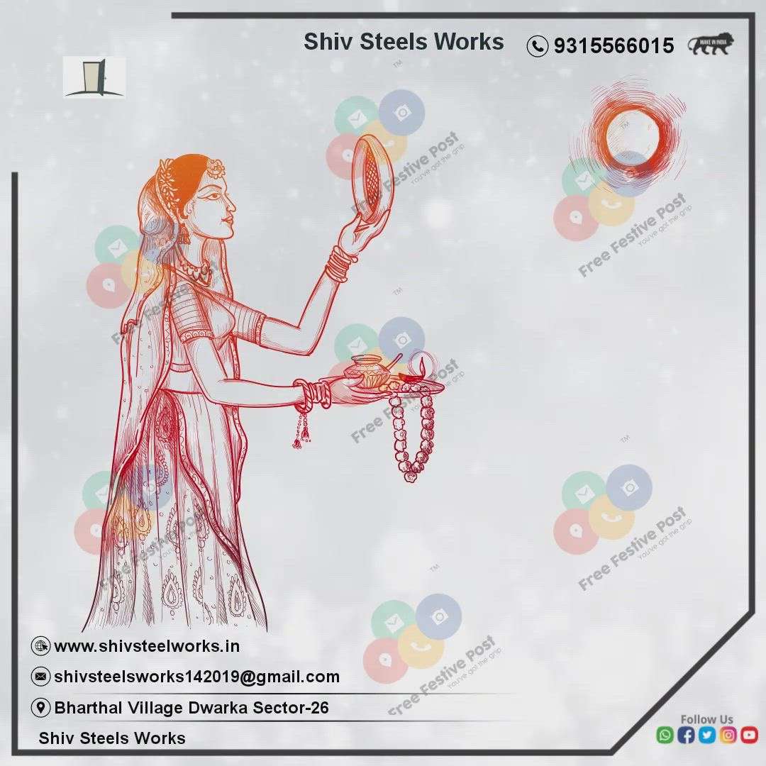 Happy Karwa Chauth
Contact Us:-
Send Mail:-shivsteelsworks142019@gmail.com
Call Now:- +91 9315566015
Our Website:- www.shivsteelworks.in
#karwachauth #happykarwachauth #wife #husband #13october