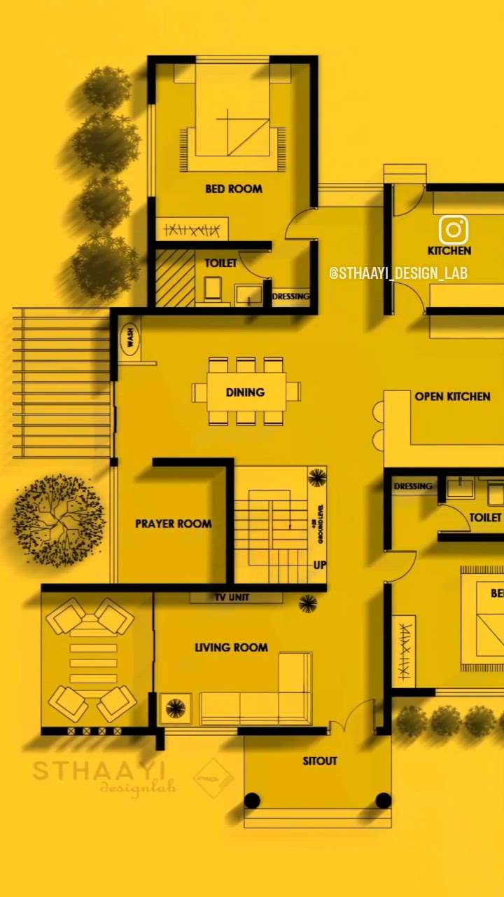 Contemporary Home Plan 🏡 | 4BHK |
Design: @sthaayi_design_lab  Details 👇

Area : 3050 sq.ft
Ground Floor 
● Sitout 
● Living 
● Dining 
● Patio
● Prayer Room
● 1st Master Bedroom attached with Dressing
● 2nd Master Bedroom attached with Dressing 
● Open - Kitchen 
● Closed - Kitchen 
● Stair

First Floor 
● 3rd Bedroom attached,Dressing,B-Balcony
● 4th Bedroom attached ,Dressing,B-Balcony
● Upper Living
● Study Space 
.
.
.
#sthaayi_design_lab #sthaayi 
#floorplan | #architecture | #architecturaldesign | #housedesign | #buildingdesign | #designhouse | #designerhouse | #interiordesign | #construction | #newconstruction | #civilengineering | #realestate #kerala #budgethome #keralahomes