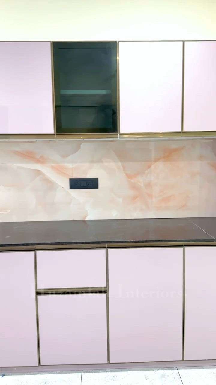 New model aluminum Modular kitchen cabinet work Huzainfab Interiors Design Company Palakkad 8891771337