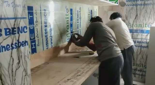 Polygranite sheet installation on plywood