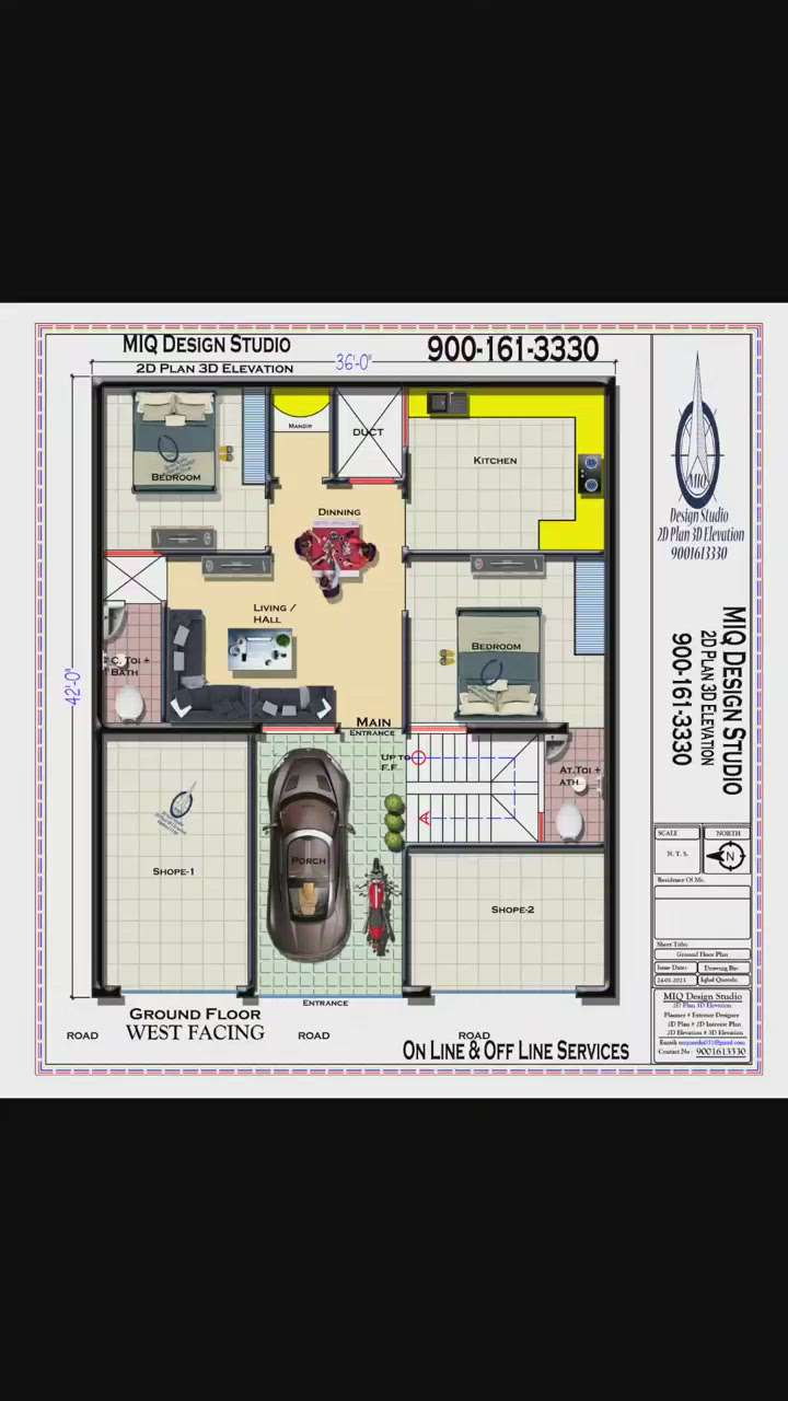 #Vastu_Plan 
#New_Plan_ 36'x42' 
#West_Facing #_Ground_floor
#First_Floor #Flat_Rent_Purpose
किसी भी प्रकार का नक्शा, और डिज़ाइन  बनवाने के लिए सम्पर्क करे, घर की शान ही आपकी पहचान
#MIQ_Design_Studio
#2D_Plan_3D_Elevation 
9001613330