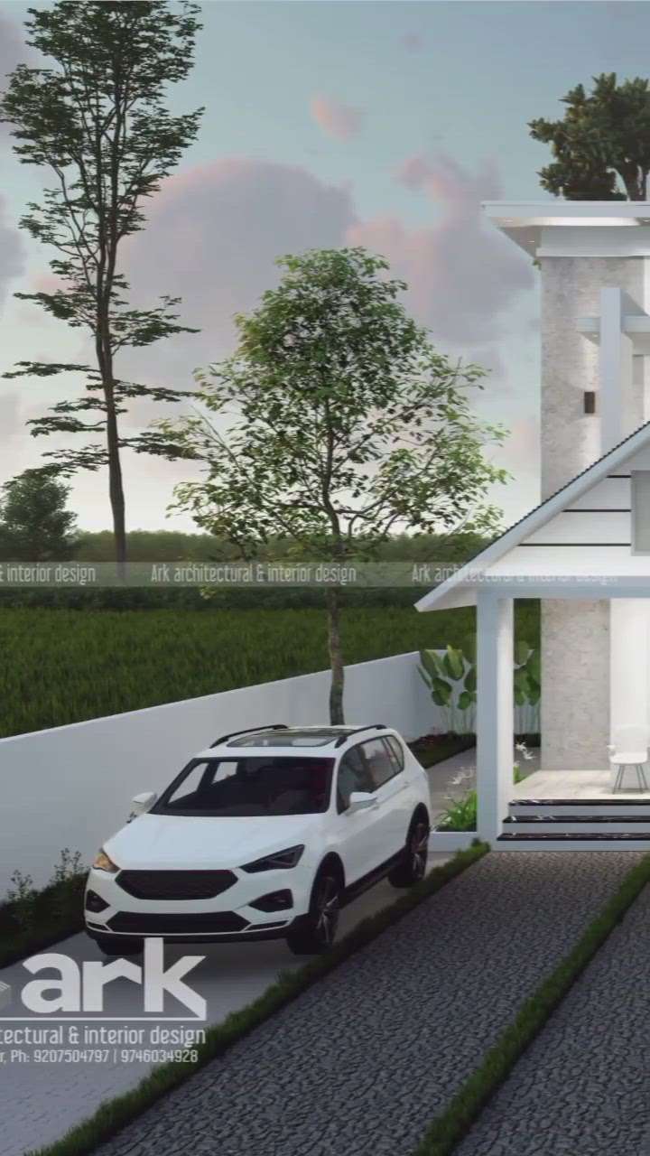Home🏡🤍 3D Exterior  #whitehouses #budgethouses  #modernminimalism #SemiTraditionalStyle #traditionalmuralpaintings  #LandscapeIdeas #lightcolour #BalconyLighting  #architecturedesigns #CivilEngineer