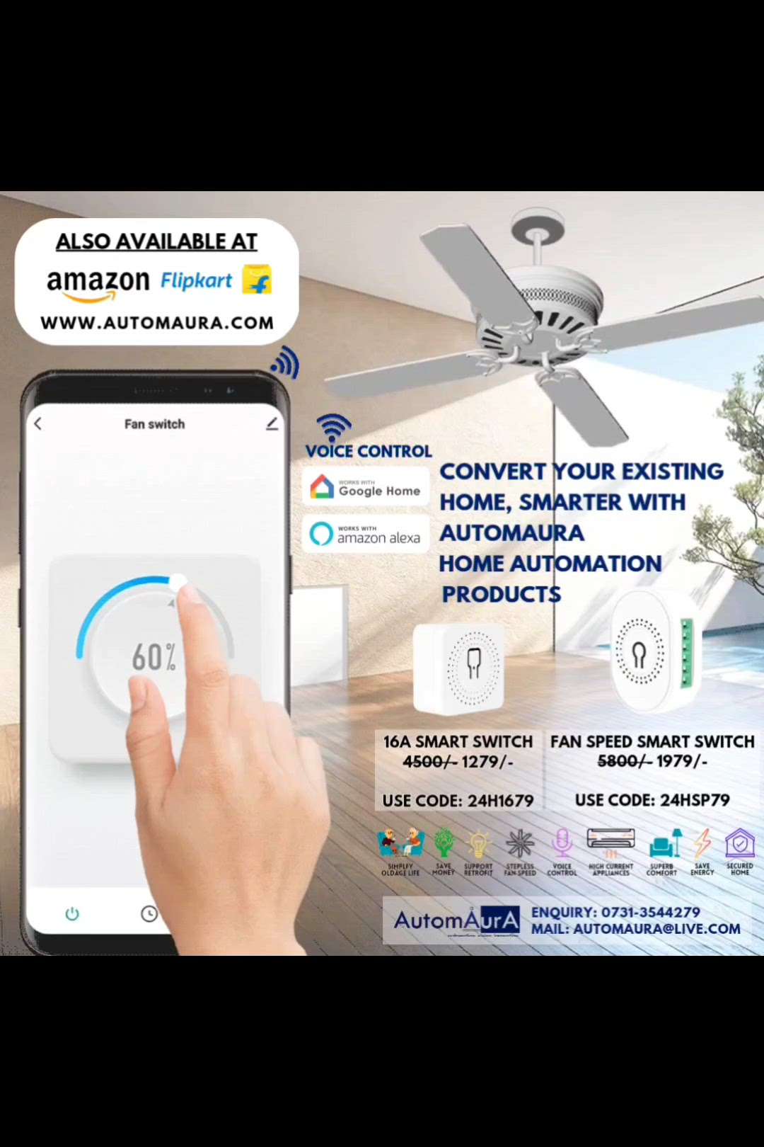 Automaura Home Automation Products, call:07313544279 or visit www.automaura.com