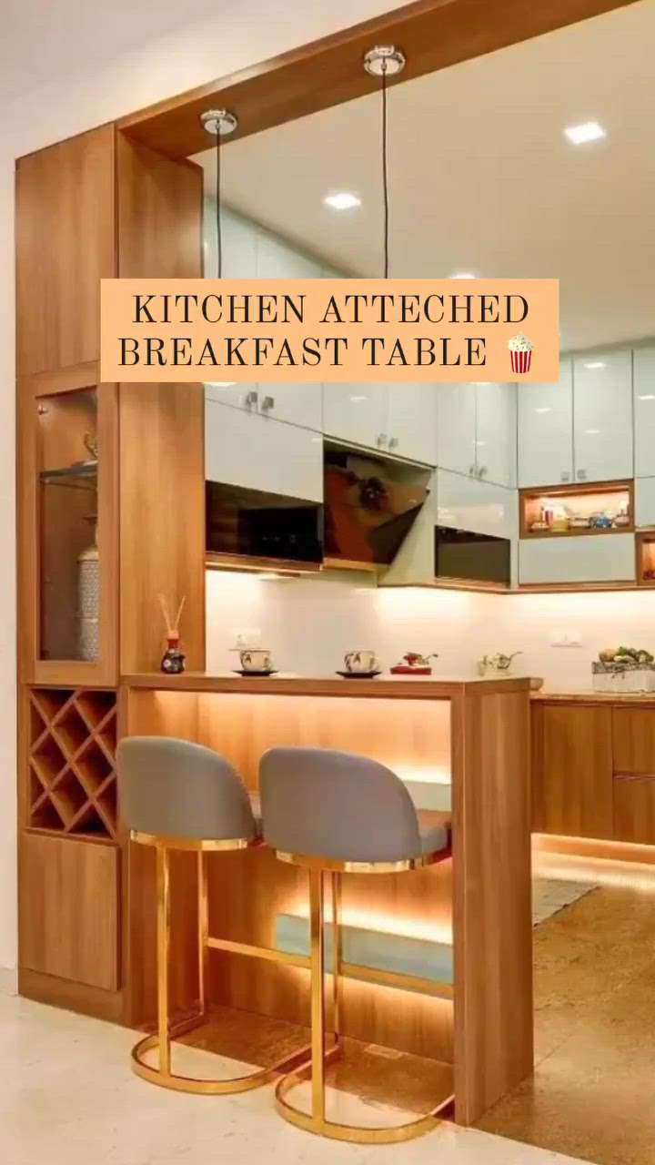 modular kitchen with breakfast table #KitchenIdeas #InteriorDesigner #breakfast #KitchenTable #KitchenInterior