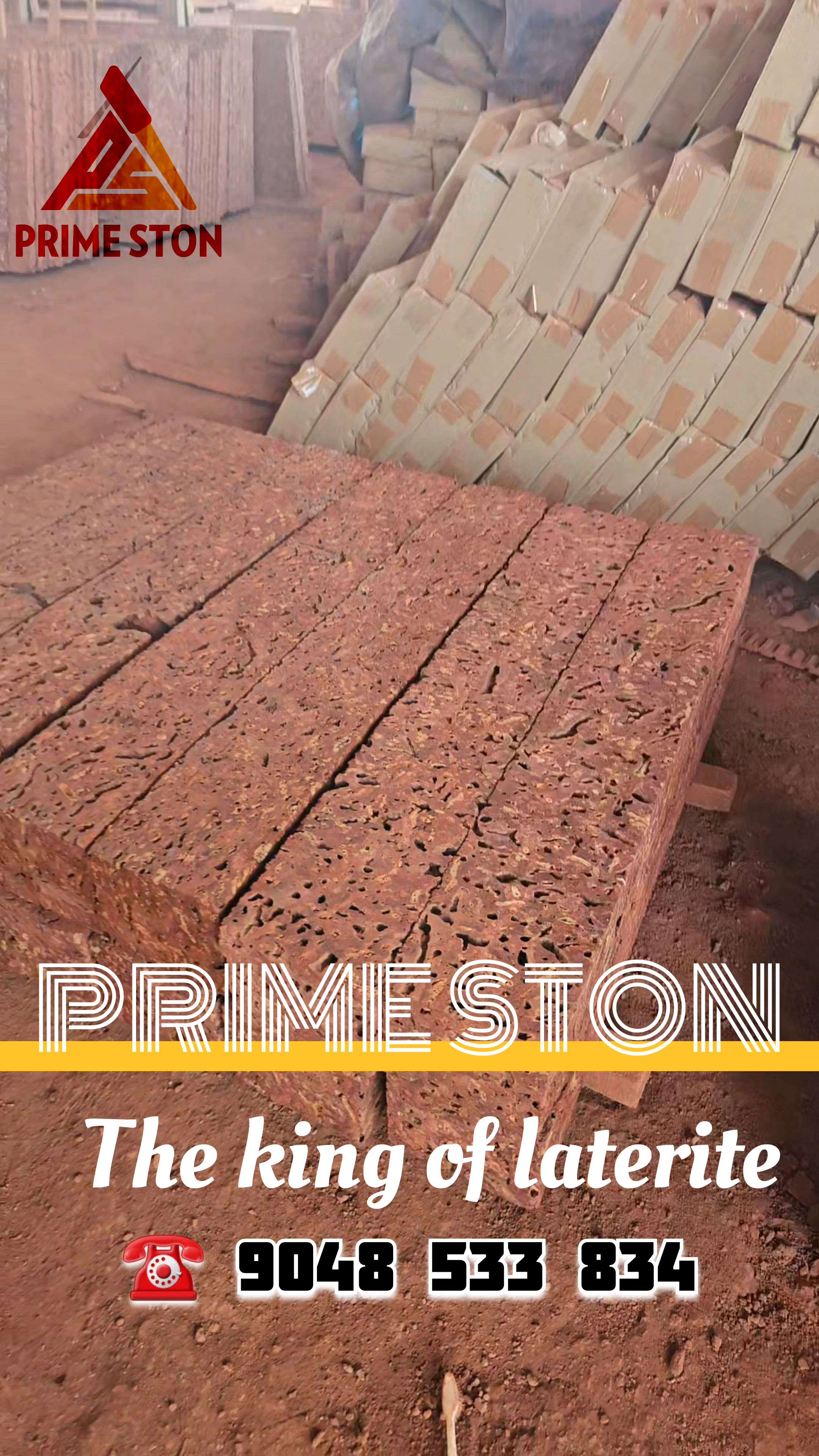PRIME STON❤️
The king of laterite
Laterite Cladding Tiles# Laterite Flooring Slabs# Laterite Paving Stones, Laterite Furniture's, Laterite Monuments, Laterite Single Pillars ...
💚100% Natural Laterite Stone Products Manufacturer and laying contractor 💚
Our Service Available Allover India

Pillars available sizes..
From 24×6×6 to 7×12×12

Cladding available Sizes....
12/6,12/7,15/9,18/9,21/9,24/9 inches 20 mm thickness...

Paving available sizes....
12×12, 18×18, 24×24 inches 50 mm thickness

Slabs available sizes....
6/2 feet 25mm, 40 mm, 50 mm, 100 mm

Laterite furnitures and customized sizes also available...

Contact - 7306 706 542, 9188 007 961
 

primelaterite@gmail.com 
www.primestone.co. in
https://youtu.be/CtoUAPbgX08
 #Architect  #newmodal  #pillars  #TraditionalHouse