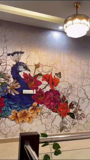 new more flower design customised wallpaper installation 🤩✨ #viralvideo  #varshadecorwallpaper #customised_wallpaper
