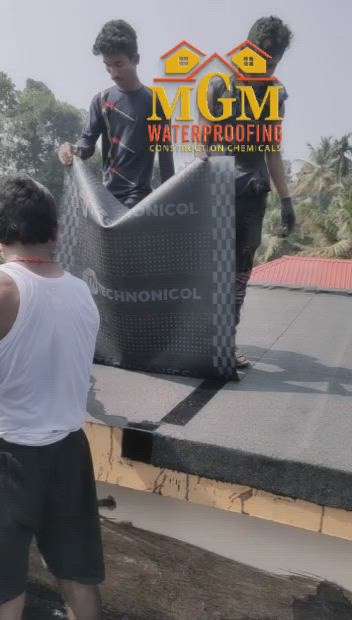 Work progress at Changanacherry, Kottayam. Bitumen membrane waterproofing method for open terrace