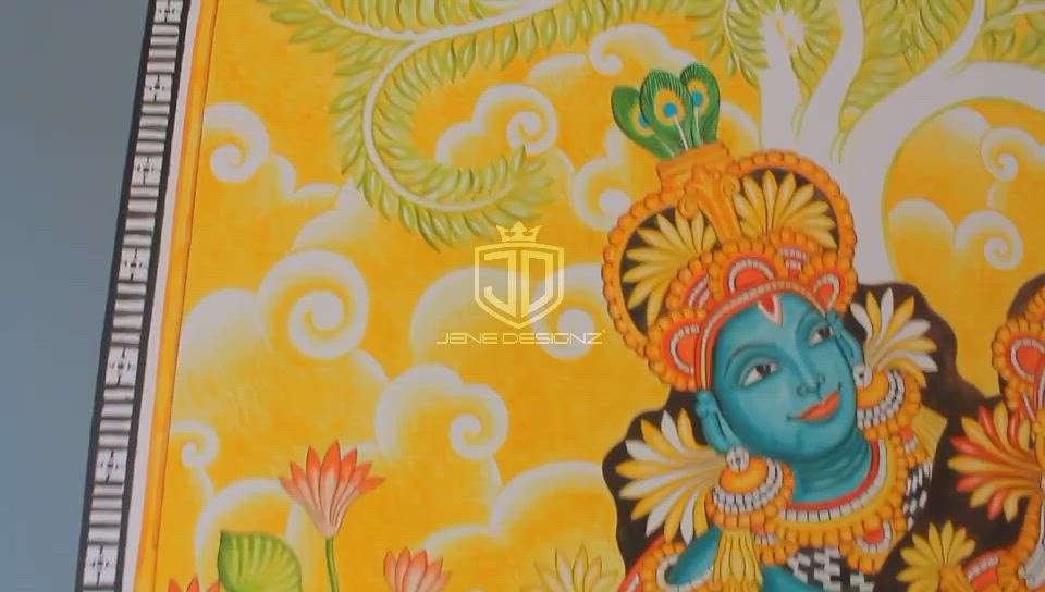 Radha Krishna Kerala mural painting work finished @ Kayamkulam #keralamuralpainting  #artwork  #InteriorDesigner