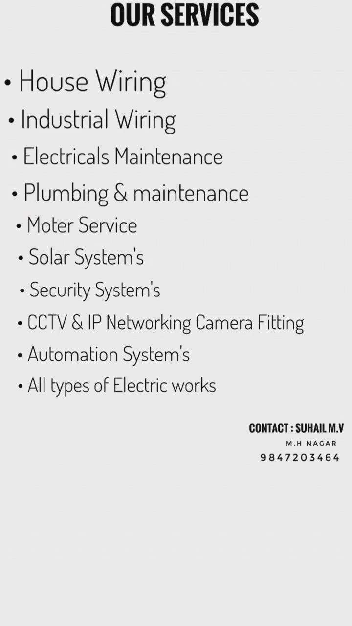 own work 9847203464 #Electrician #Electrical #wiring #Plumber #plumbering #SideMotor #cctv #IP #sensor #HomeAutomation