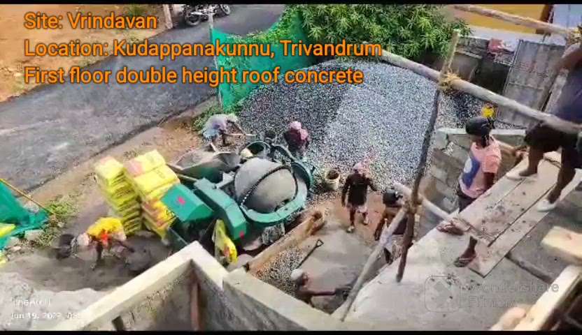 Site: Vrindavan
Location: Kudappanakunnu
Trivandrum
Double height roof concrete  #client Mr.Rejilal