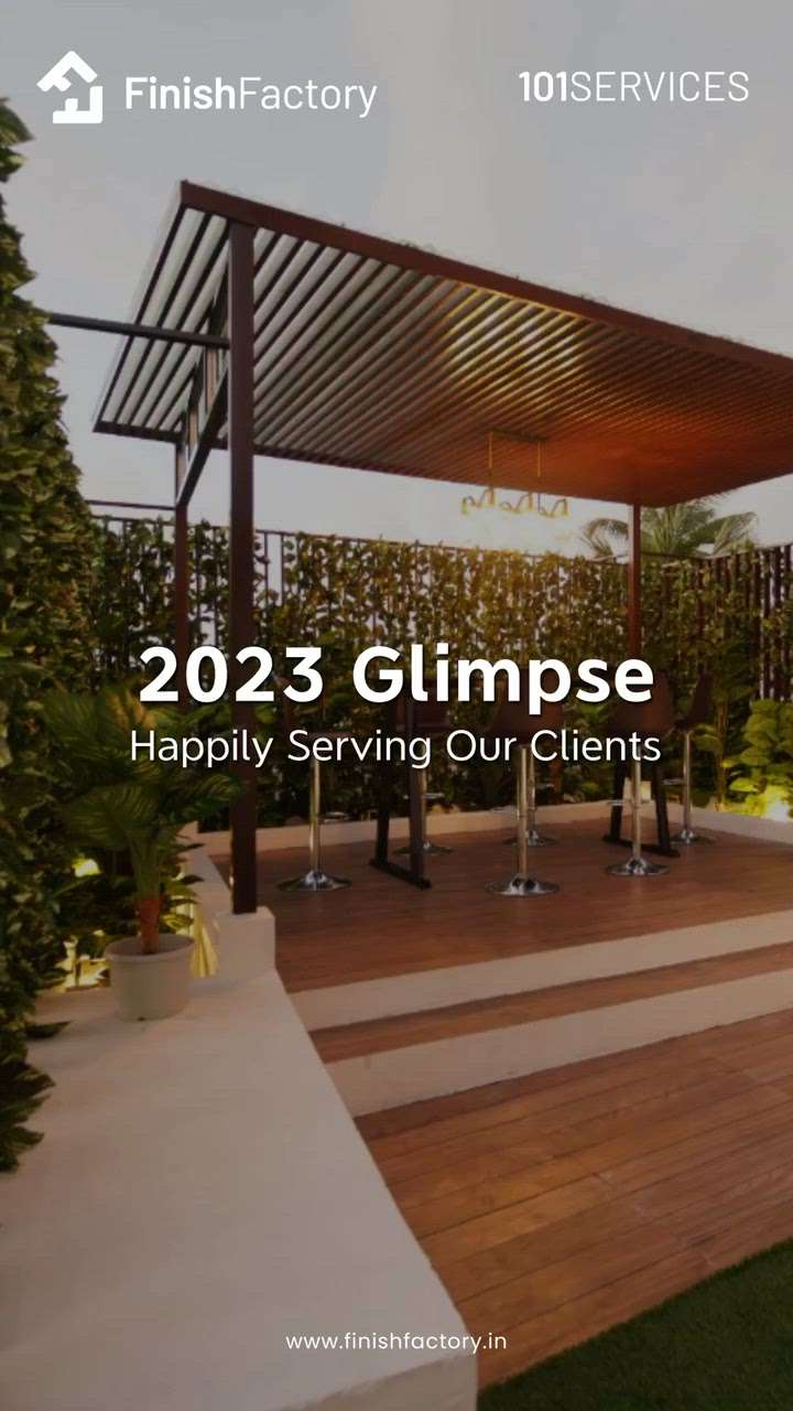 2023 Glimpse 🌟 
Happily serving our clients ❤️


📞: 8086 186 101
✉️ : https://www.finishfactory.in/


#finishfactory #101services #home #swings #types #reels #explore #trending #minimal #aesthetic #dream #swing #latest #homeedition #pergola #exteriors #element #2023 #2023comestoanend #2023goals #happynewyear #yearend
