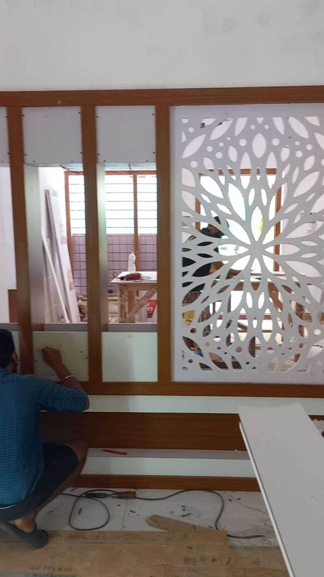 living Room Partition പണിപ്പുരയിൽ...
 #partition  #multiwood