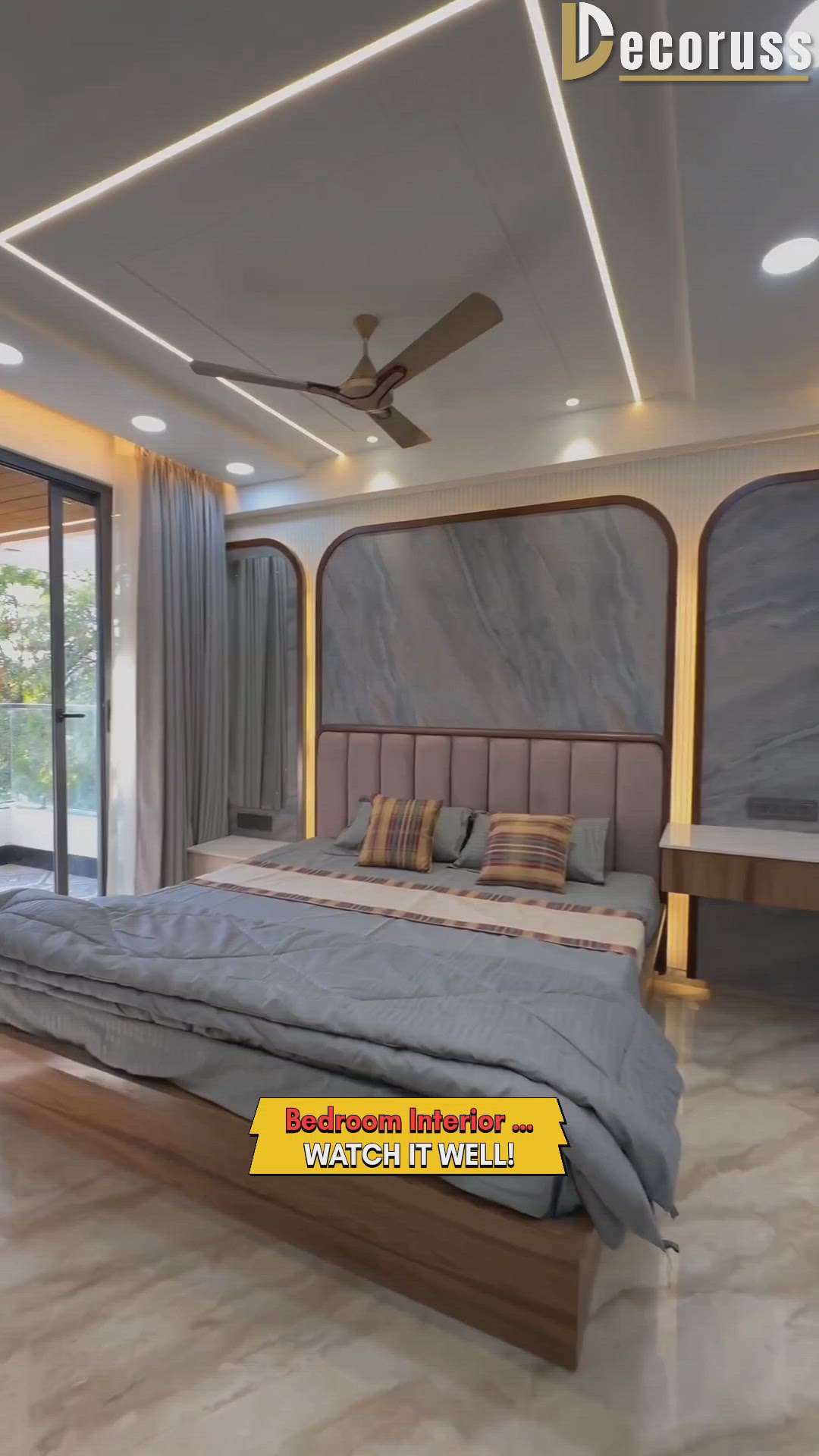 Bedroom interior design shorts 😍 | Bedroom Interior Decor Shots 🔥| Modern bedroom interior designing | Decoruss - one of the best interior designers and architects of Lucknow U.P.

Renovate your bedroom with the latest bedroom interior design ideas from Decoruss, "the best bedroom interior designer in Lucknow." A stylish modern TV panel design, a sliding wardrobe, and a bed back panel design will add elegance to your bedroom interiors.

Also watch these videos:-
1) Modular kitchen material | Best Kitchen Materials in India | Ply vs HDHMR for Kitchen | WPC vs HDHMR- https://youtu.be/ArGODWZsW4A

2) Home Tour 2023 | 3BHK Flat Interior Design Work | Decoruss | Best Home Interior Designer in Lucknow- https://youtu.be/STvUQT1QBmY

3) Simple Bedroom Interio Design Shorts by Decoruss https://youtube.com/shorts/bzCWaJ9YA1Y?feature=share
---------------------------------------------------------
For More Information Please contact us:- 
 #BedroomDesigns #bedroominteriordesign