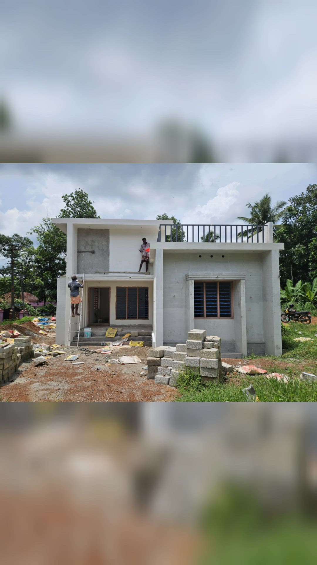 #KeralaStyleHouse #budget_home_simple_interi #ContemporaryHouse #ongoing-project #ElevationHome #highlighter_wall #TexturePainting #puttywork #Kottayam #neendoor #keyhandover