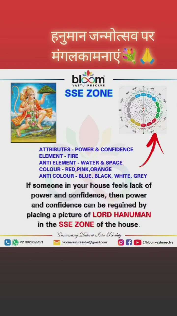 Your queries and comments are always welcome.
For more Vastu please follow @bloomvasturesolve
on YouTube, Instagram & Facebook
.
.
For personal consultation, feel free to contact certified MahaVastu Expert MANISH GUPTA through
M - 9826592271
Or
bloomvasturesolve@gmail.com

#vastu 
#mahavastu 
#mahavastuexpert
#bloomvasturesolve
#confidence
#आत्मविश्वास
#हनुमान
#hanuman