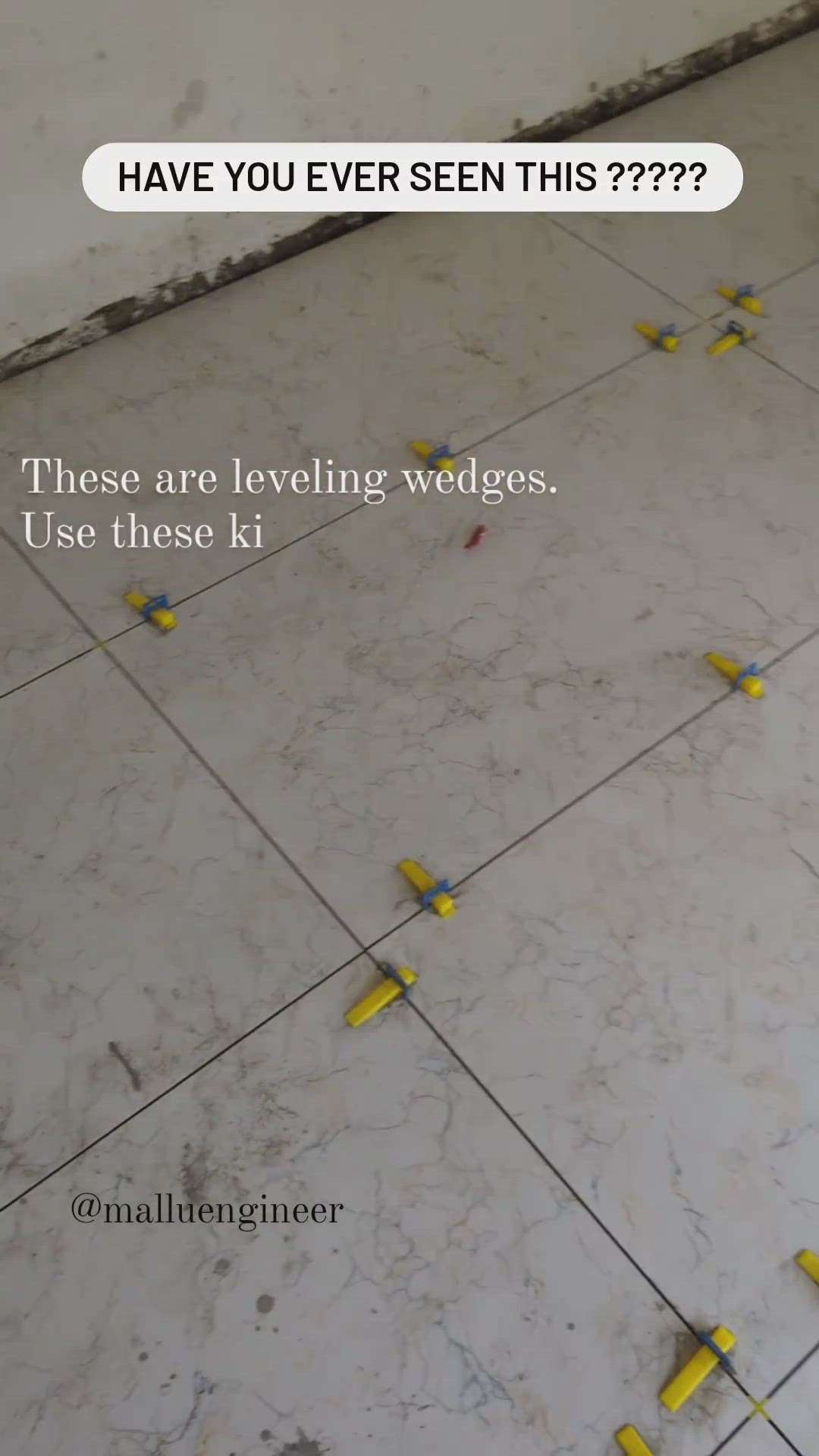 Check description 👇⬇️
Simply put - tile leveling systems save time and money. If used correctly, the leveling system will provide a flat surface on many different types of substrates without the use of different sized spacers or shims. Also, the clips are sized to provide a uniform grout joint.
Do follow & share
#construction  #civil #primereels