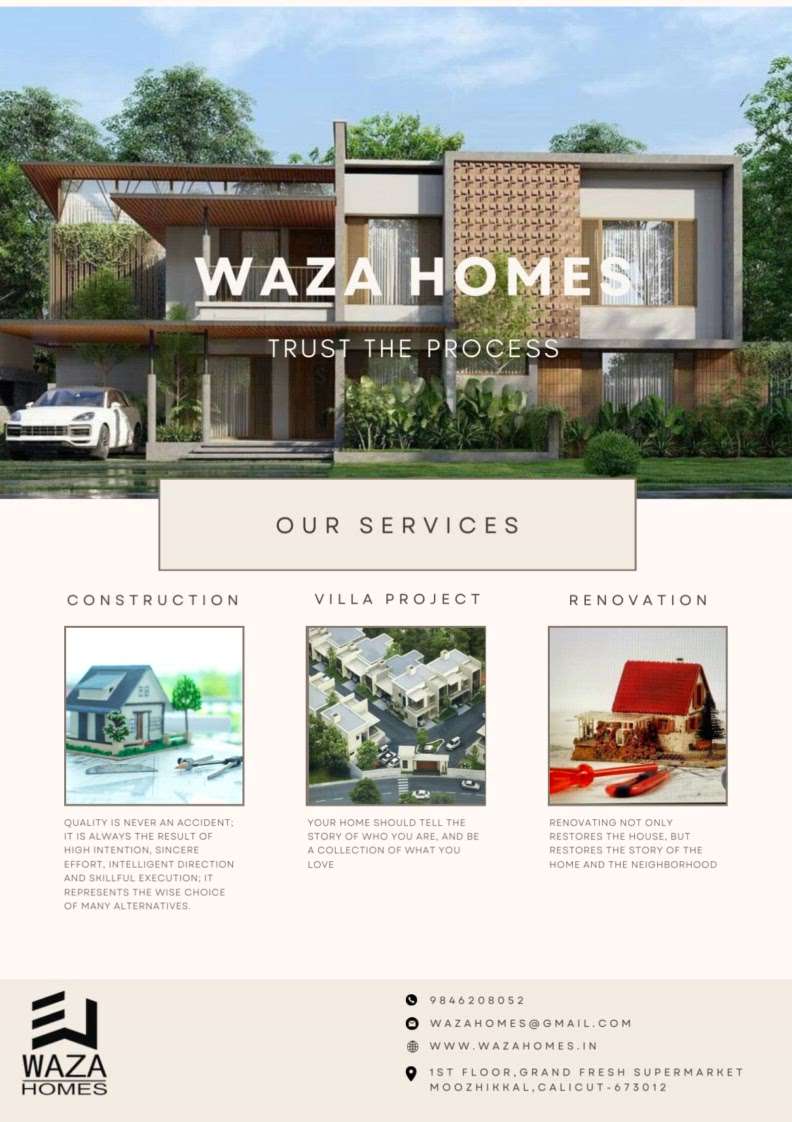 Lets Make Your Dream Together

😊
 Waza Homes
Architects &Builders 

Unlock  your future happiness 🔐

We are really glad to be a part of your dream! 😇 

For more details whatsapp on 8606391778.....

 #KeralaStyleHouse  #keralahomeplans  #LivingroomDesigns  #BathroomDesigns  #3dvisualizer  #InteriorDesigner  #kozhikodearchitect  #kozhikodeengineer  #sitestories  #homeinterior  #new_home  #newsite  #homedesigner  #newplan  #completed_house_project