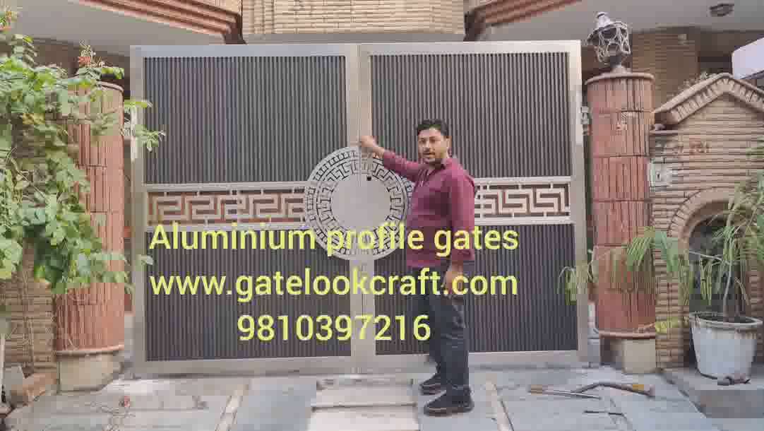 Aluminium profile gates by Hibza sterling interiors pvt ltd manufacture in Delhi #gatelookcraft #gates #aluminiumprofilegates #aluminiumgates #profilegates #maingates #designergates #gatesdesing #slidinggates #Aotumationgates 
#fancygates
