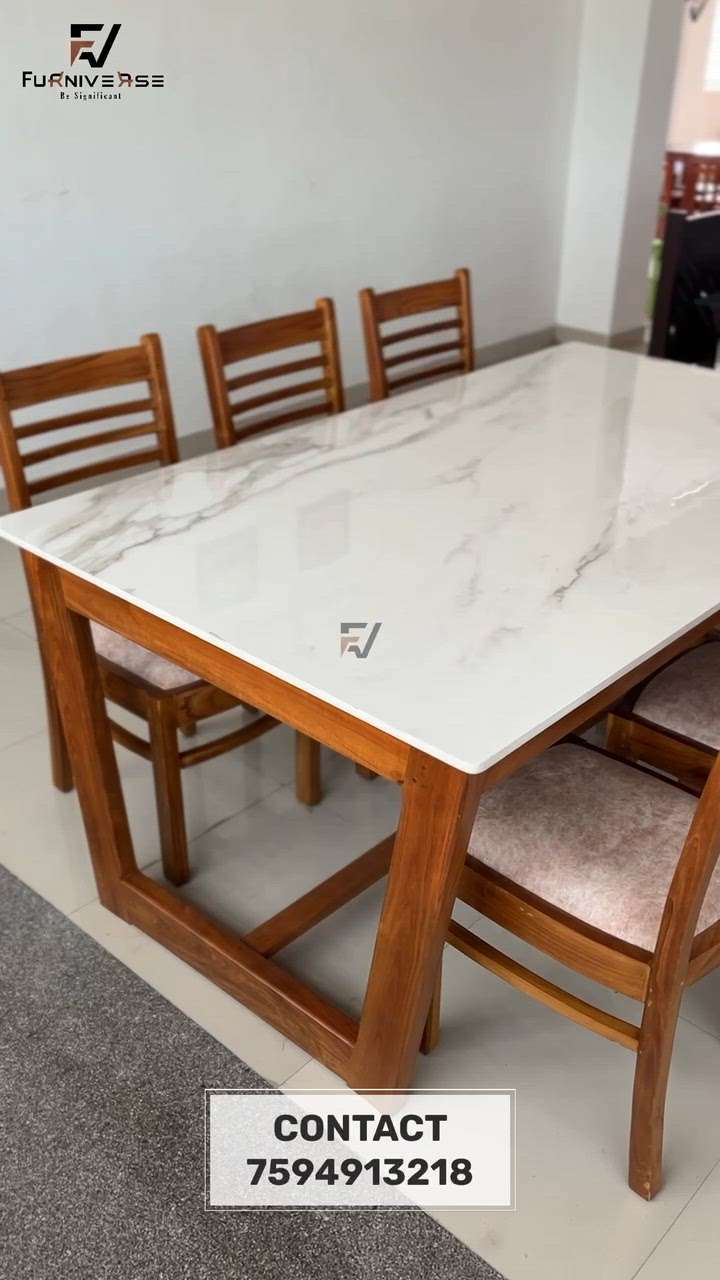 The Marble top dining set at FURNIVERSE palakkad  #furnitures  #palakkad #marbletop  #dining  #design  #food  #diningchair  #diningtable