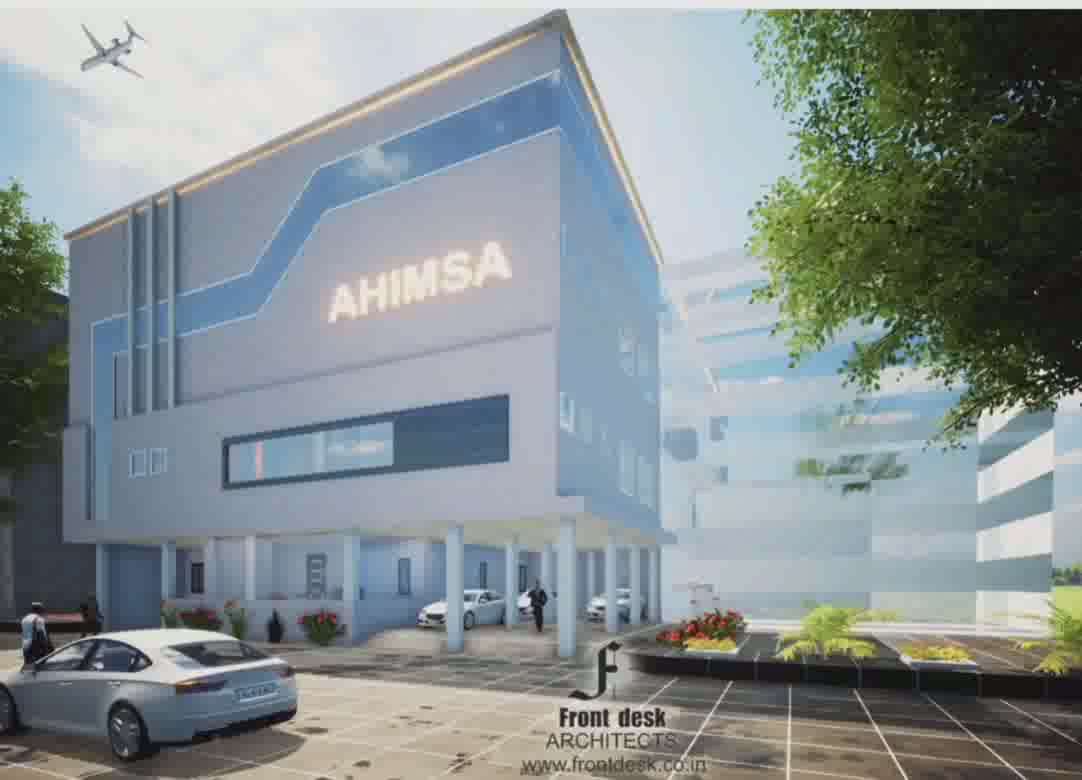 # Call Now 9649489706.👇👇
#90x130 Feet Plot Ahimsa Company 3D Front Elevation Design
 #company Exterior Design.