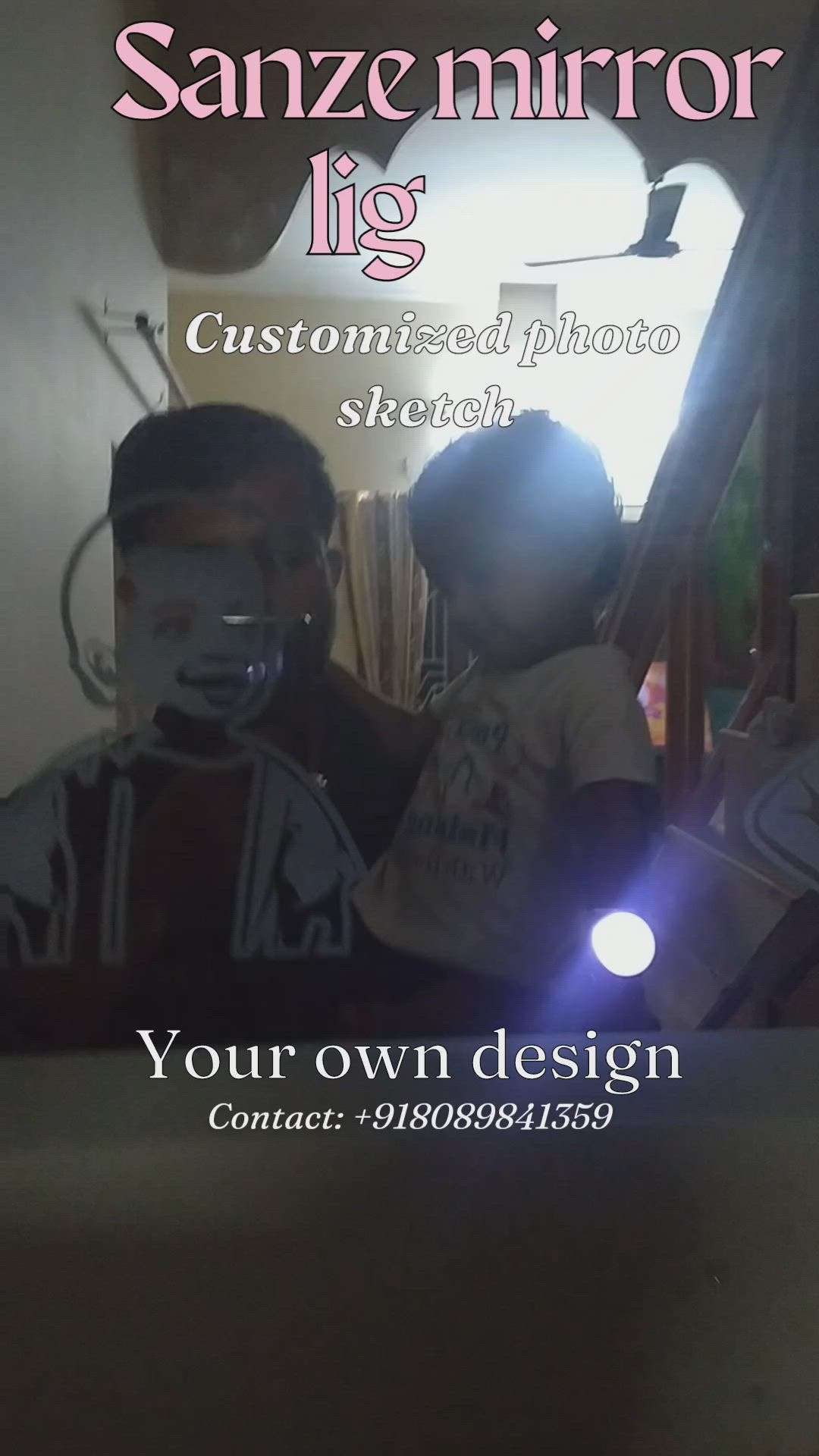 sanze mirror light personalised photo sketch make your own design with sanze mirror lights #homedesignkerala  #LED_Sensor_Mirror