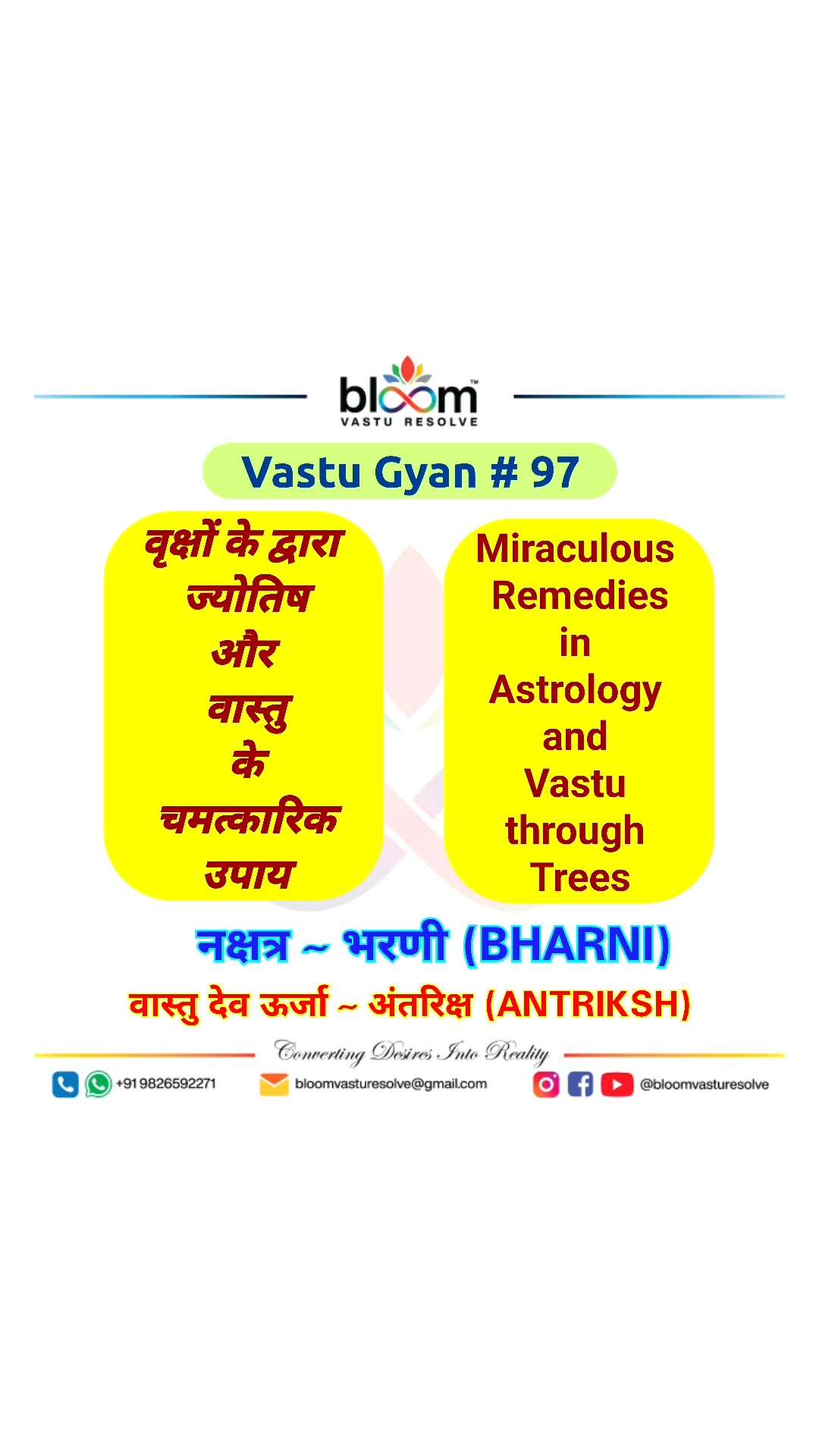 Which Nakshatra tree do you want to know, kindly write in the comment box.

For more Vastu please follow @bloomvasturesolve
on YouTube, Instagram & Facebook
.
.
For personal consultation, feel free to contact certified MahaVastu Expert through
M - 9826592271
Or
bloomvasturesolve@gmail.com

#vastu 
#mahavastu 
#mahavastuexpert
#bloomvasturesolve
#BirthConstellationTree
#vasturemedies
#astrovastu
#astrology
#DivineEnergyRemedy
#Sacredtree
#bharni
#antriksh
#आँवला
#indiangooseberry