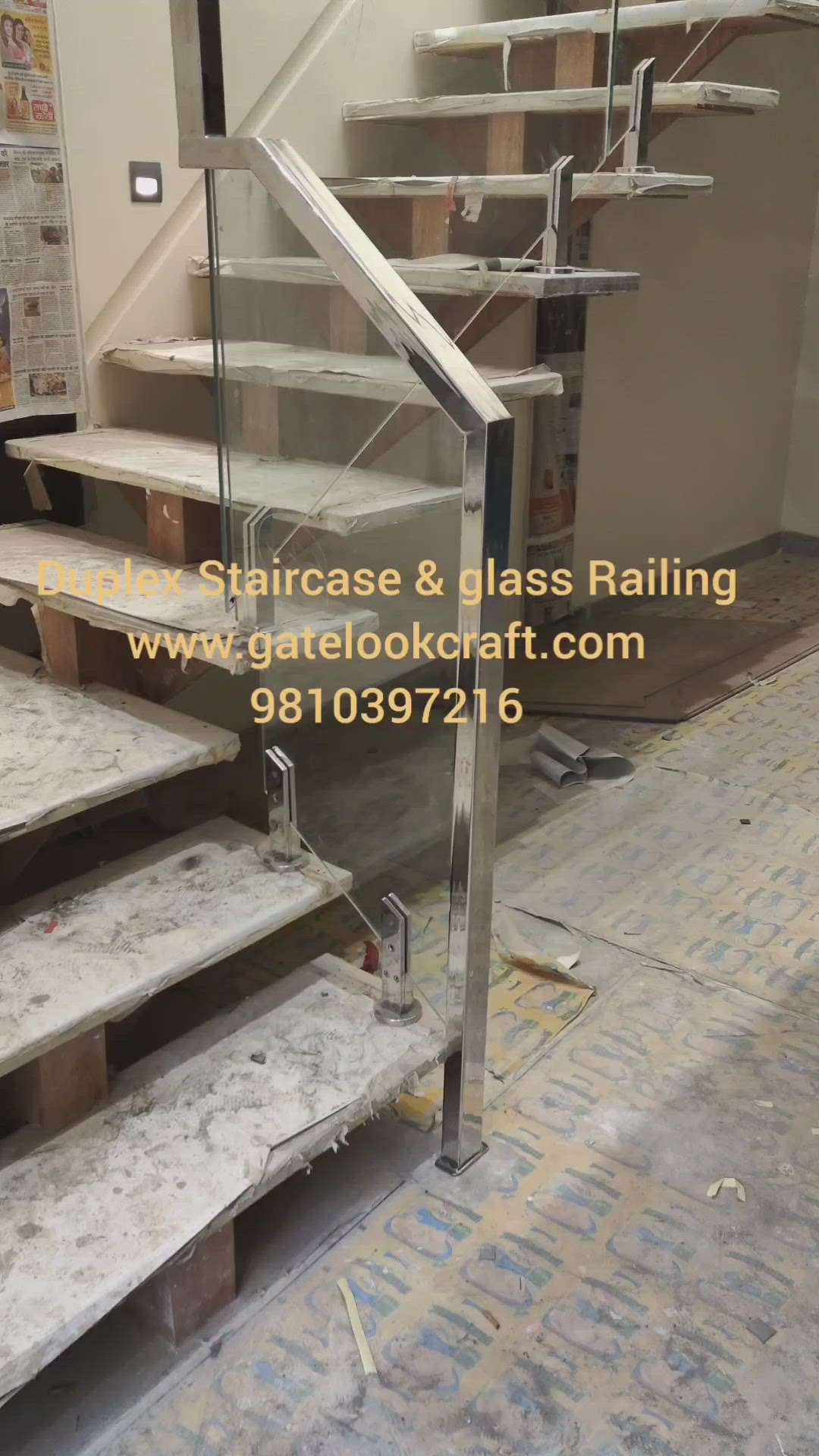 Duplex Staircase glass Railing by Hibza sterling interiors pvt ltd #gatelookcraft #staircaserailing #glassrailing #railingdesing #staircase #steel #aluminiumprofilegate #aluminiumprofilecladding