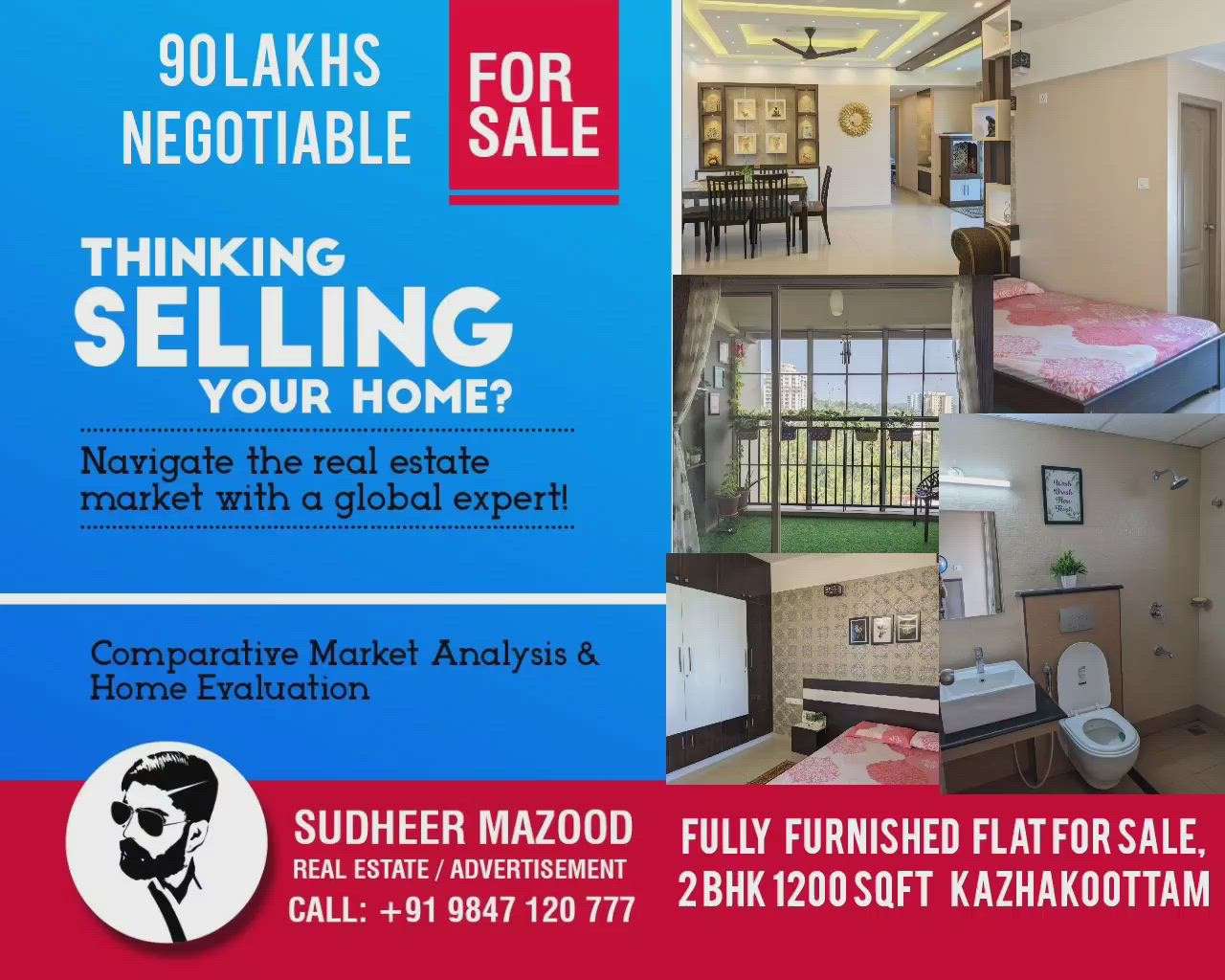 FOR SALE TRIVANDRUM KAZHAKOOTTAM Apartment 1200 Sqft. 2 Bed Attached . Fully Furnished with Luxury Amenities . Full length balcony Sea view. 11 th Floor . 

Price 90 Lakh Slightly negotiable 

Very close to lullu mall , 
Tecknopark Campus , Ust Global Campus and infosys Campus . Ideal property for rental investment . 

Amenities -
Multi Gymnasium, Swimming pool, Children's play area, Multipurpose Room , Party hall . 24 × 7 Security, Power Backup , Landscaped Garden ,  24/7 security and Car parking.

Walkable distance from National Highway. And opposite to upcoming Tauras Mall


More Properties are available in My Facebook page, Please Search with your preferable location. Facebook  page: Sudheermazood Real Estate and Property Trivandrum.

CONTACT
9847120777

Bank Loan - 
I am also a bank loan consultant. If buyer is interest to buy this Property, i can provide loan through Banks like Sbi , Hdfc , Canara Bank , Idbi Bank etc .

#trivandram #realtors #nriloan #realestate #dubai