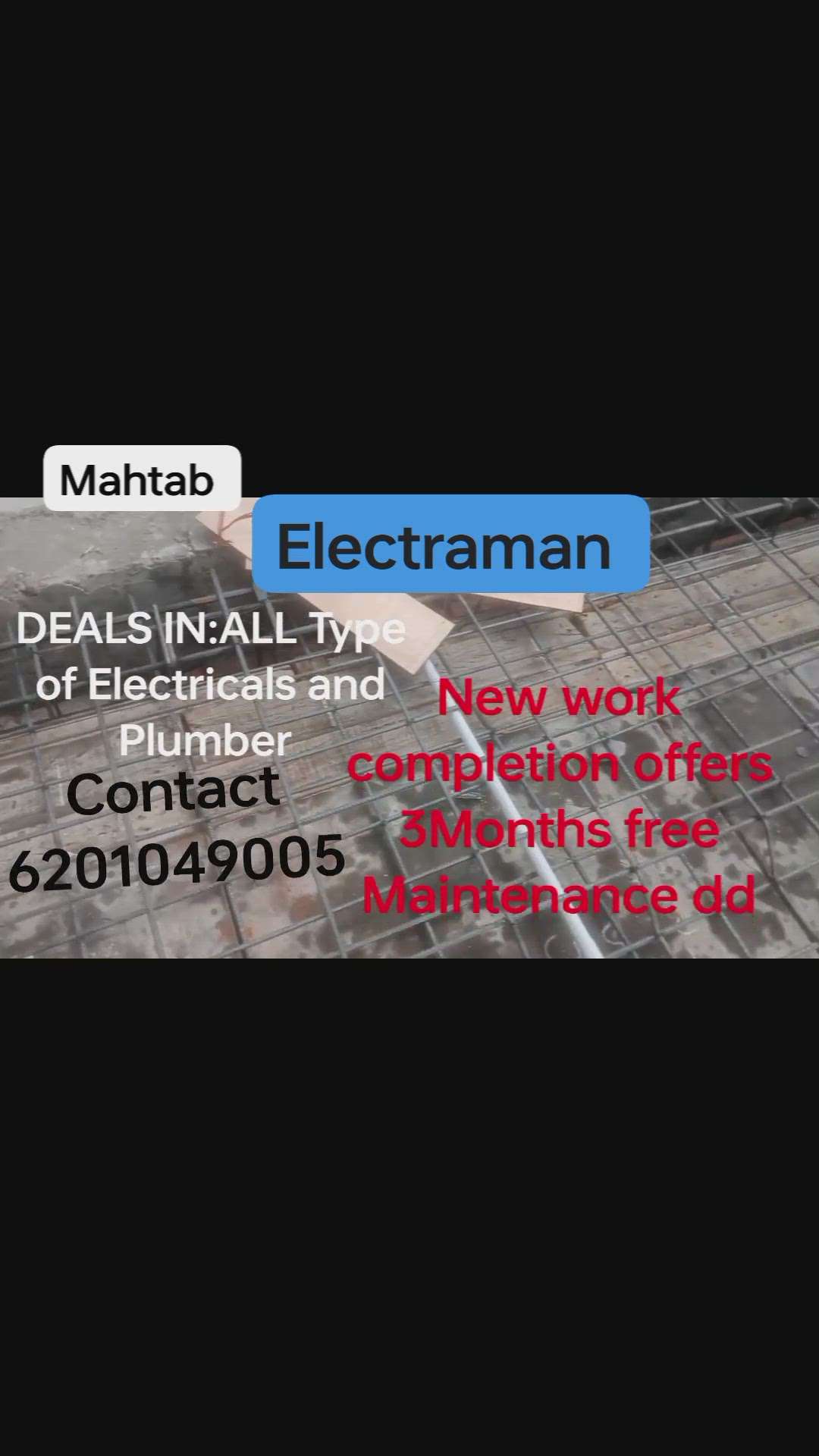 MD MAHTAB
CONTACT No:6201049005
Electra Man. 
DEALS IN:ALL Type of Electricals & Plumber works 
Spl In:All of AC, fridge, Washing Machine
,Gyesr,Invertor,fan,Cooler,
Inron,Single Phase & Three phase, wiring & Repairing Etc.
Electra Man BEST CHOICE
Address:Heera Nagar Gurugram 122001 #electrician #facebookmarketing  #koloapp  #koloviral #electricalwork
