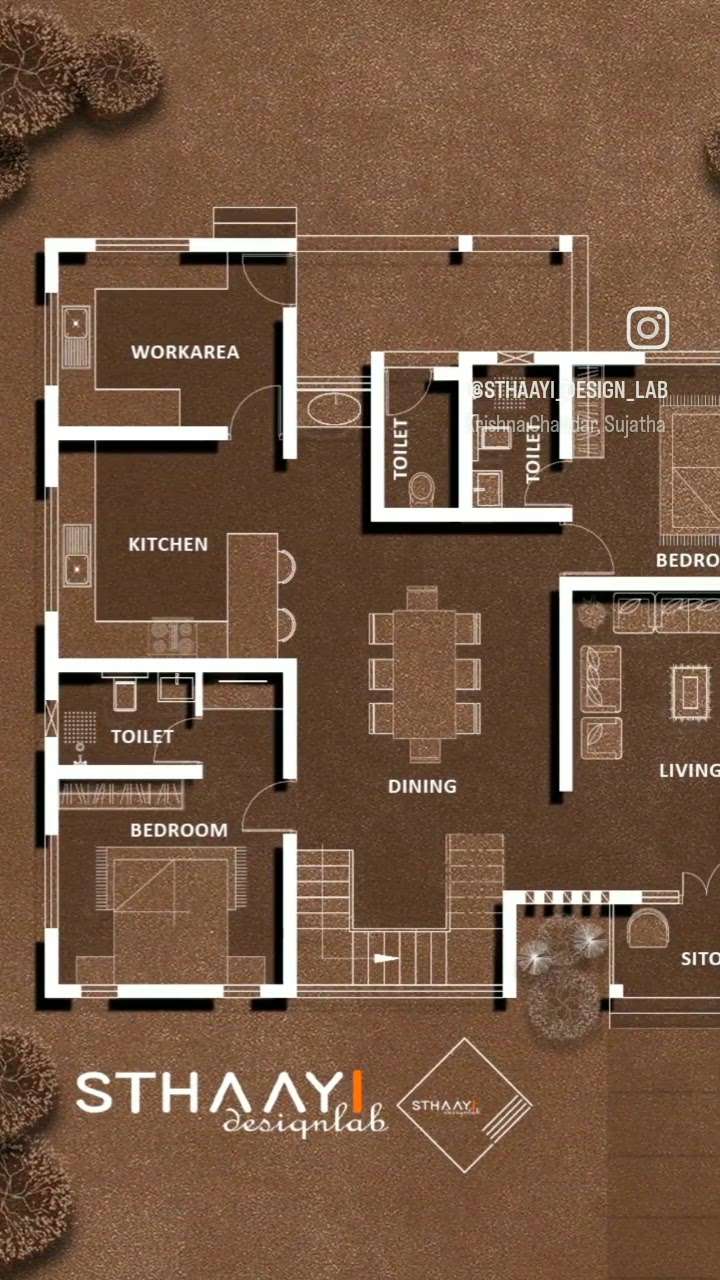 Modern Home Plan 🏡 4BHK | DOUBLE STORY | Design: @sthaayi_design_lab 

Ground Floor 
● Sitout 
● Living 
● Dining 
● 1 Bedroom attached 
● 2nd Bedroom attached 
  with Dressing 
● Open - Kitchen
● Kitchen 
● Verandah
● C -toilet (out door) 

First Floor 
● 3rd Bedroom 
  attachedwith Dressing 
● 4th Bedroom attached 
● Upper - Living Room 
● Balcony 
● Open Terrace 

.
.
.
#sthaayi_design_lab #sthaayi 
#floorplan | #architecture | #architecturaldesign | #housedesign | #buildingdesign | #designhouse | #designerhouse | #interiordesign | #construction | #newconstruction | #civilengineering | #realestate #kerala #budgethome #keralahomes #2620