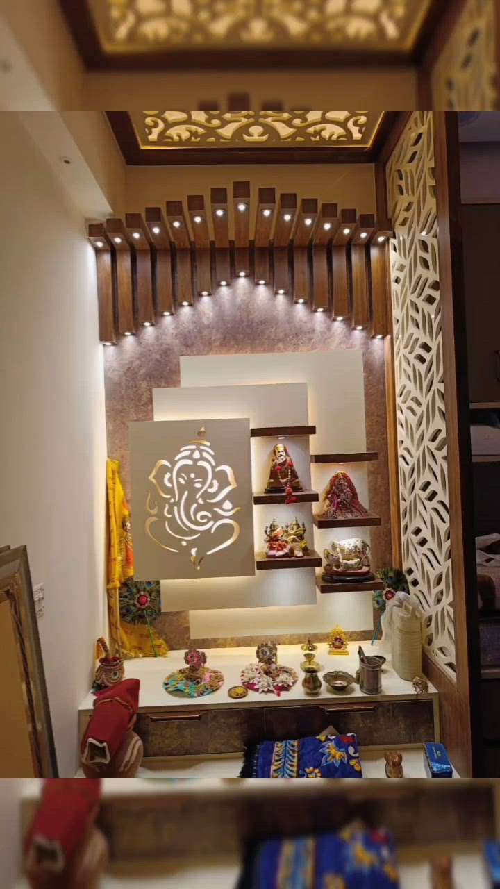 Mandir renovation 🙏🏻🧿  #mandir  #InteriorDesigner  #Architectural&Interior  #mandirdesigns  #cnccuttingdesign  #CelingLights  #furnitures  #SmallHomePlans