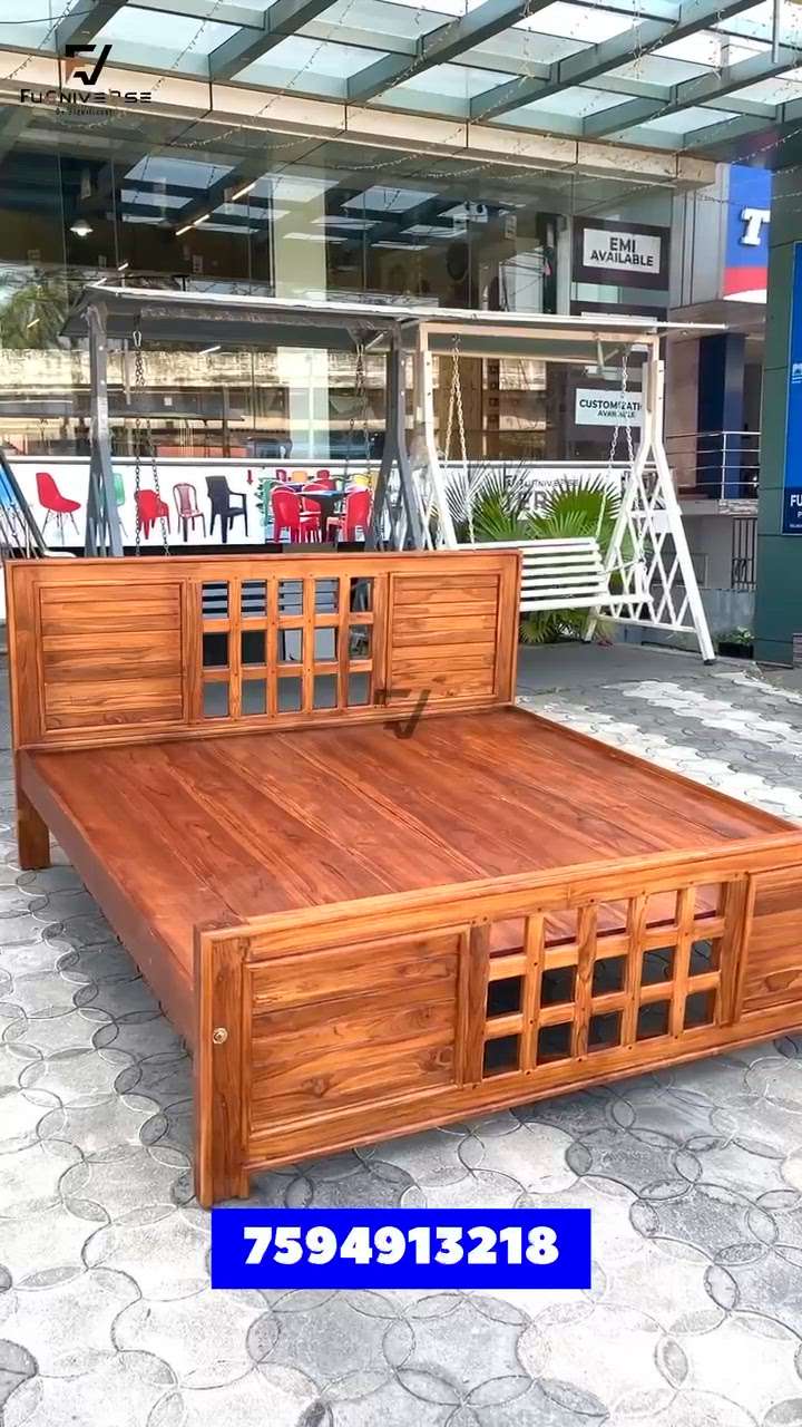 Teak wooden cot at FURNIVERSE Palakkad  #furnishing  #furnitures  #teak_wood  #cot  #HomeDecor  #homedecoration  #KingsizeBedroom  #BedroomIdeas  #cotwood  #cotheadboard  #WoodenBeds