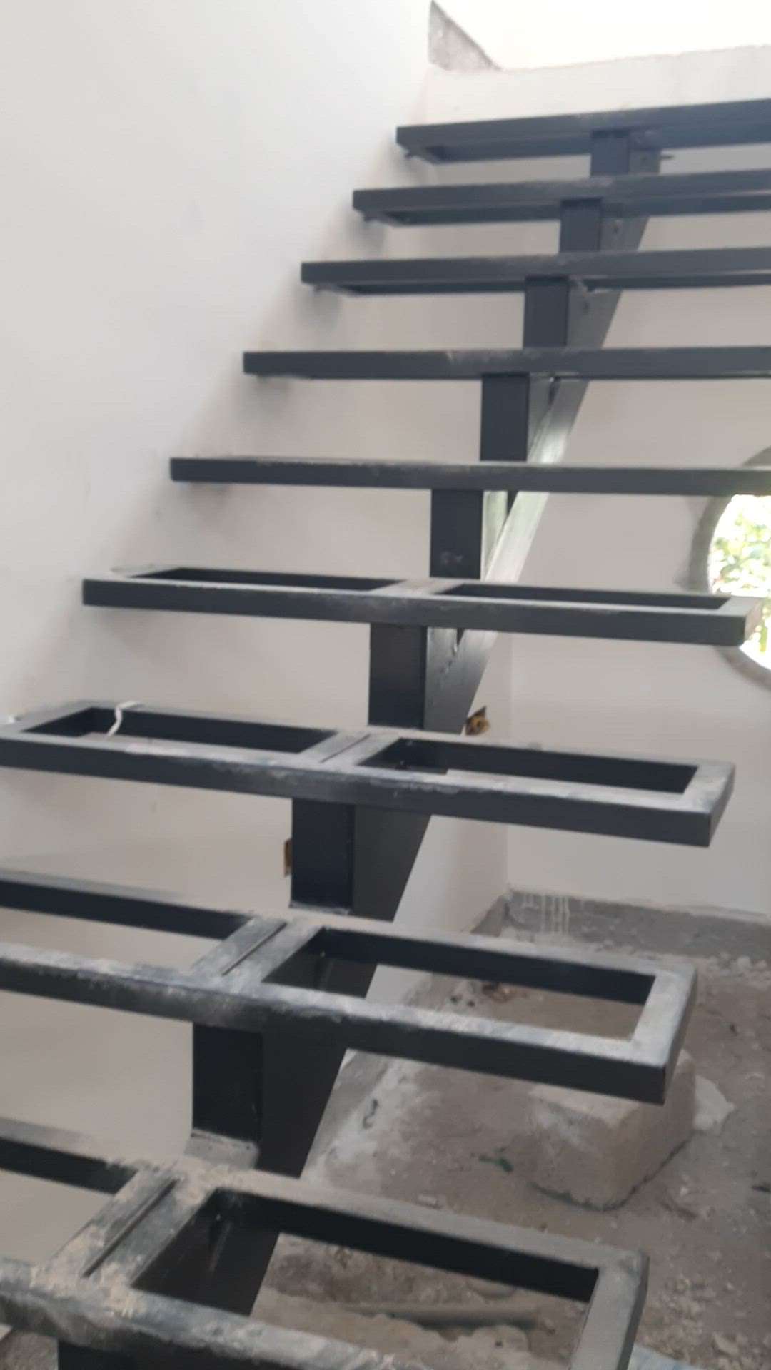 Steel & wood staircase .. work progressing at Trivandrum