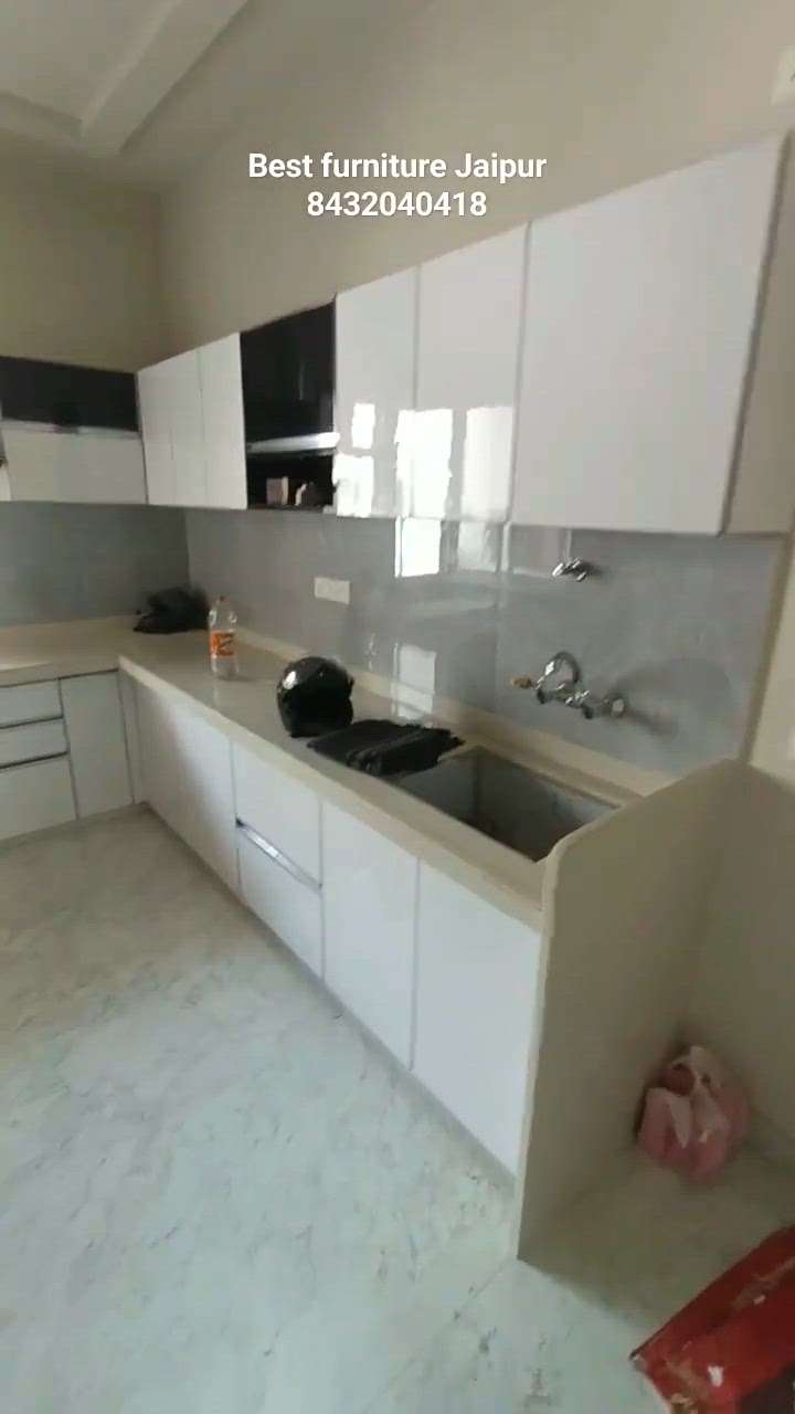latest modular kitchen design #acrylic kitchen design #L safe white laminate kitchen design #tandem box kitchen design 8432040418