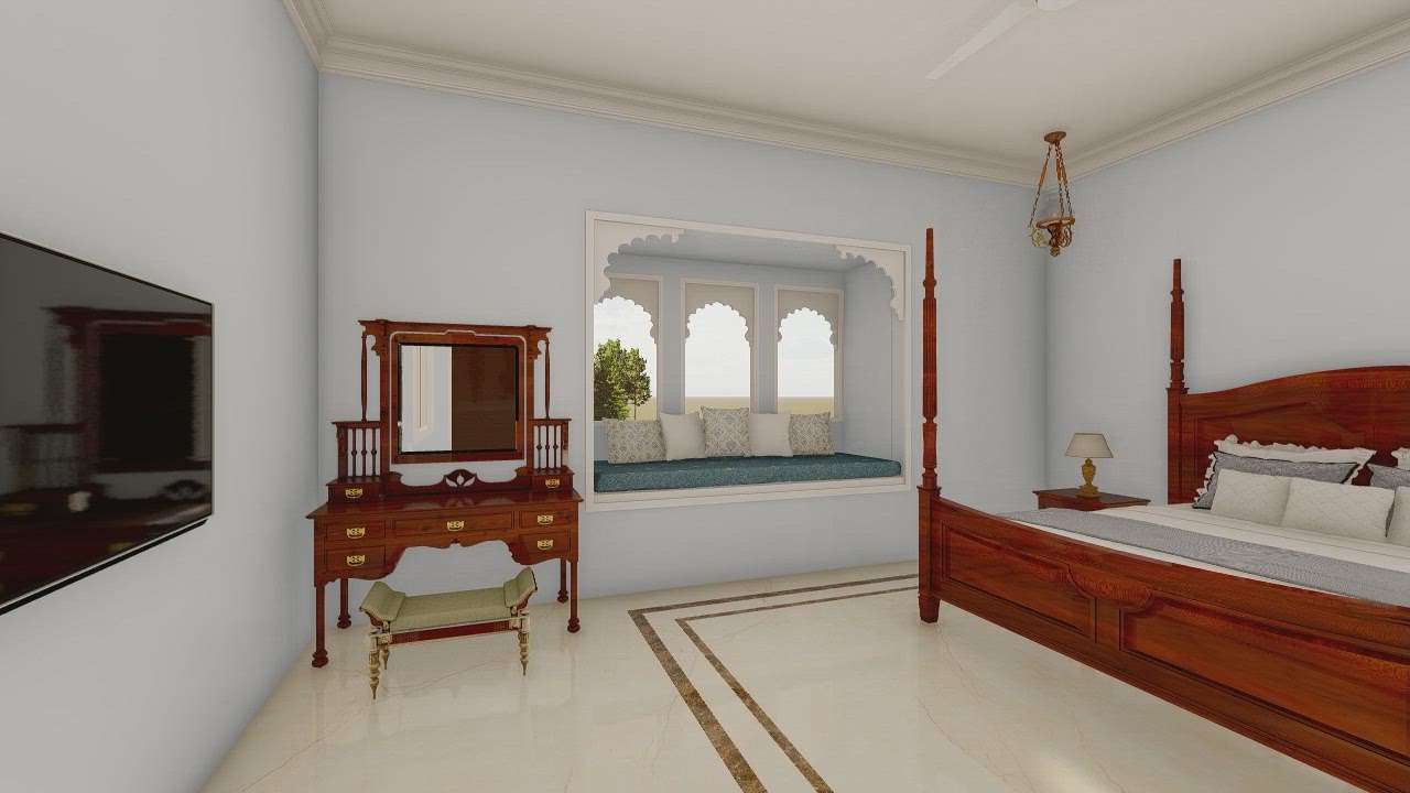 Traditional bedroom design
 #TraditionalHouse  #TraditionalStyle  #BedroomDecor  #rajasthani  #heritage  #Architect  #Architectural&Interior  #InteriorDesigner  #bedroominteriors