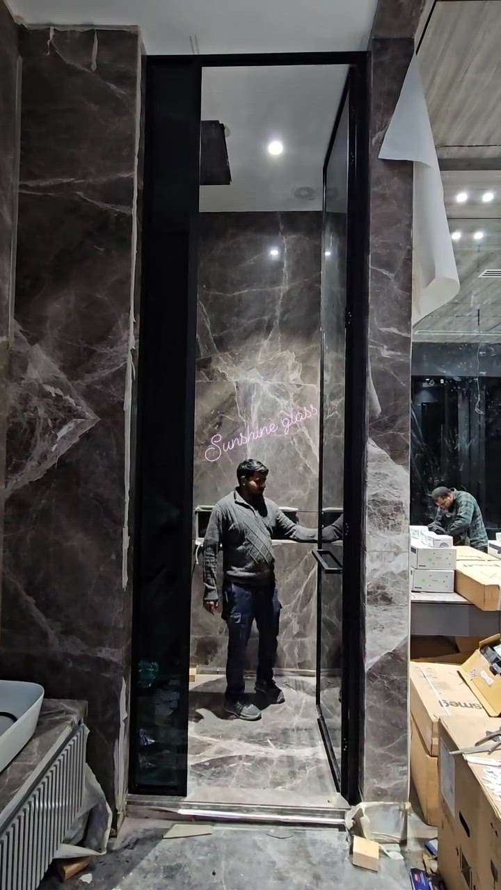 #GlassDoors  #blackglass  #12feetexterior  #BathroomDoor
