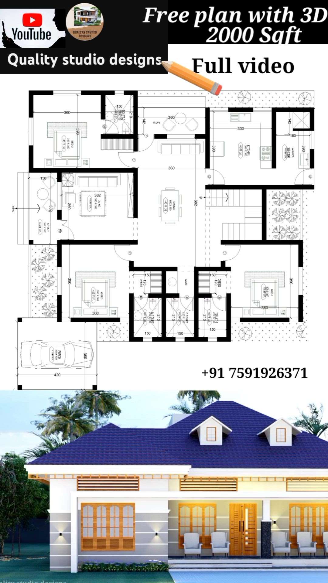 2000sqft home . .

please call or whatsapp +91 7591926371
#KeralaStyleHouse #budgethomeplan #Malappuram #1000SqftHouse #900sqft #2BHKHouse #3delevations #FloorPlans