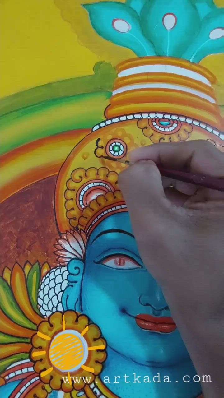 #krishna mural painting#interior design #homedecor#muralpainting on canvas  www.artkada.com  artkadain@gmail.com