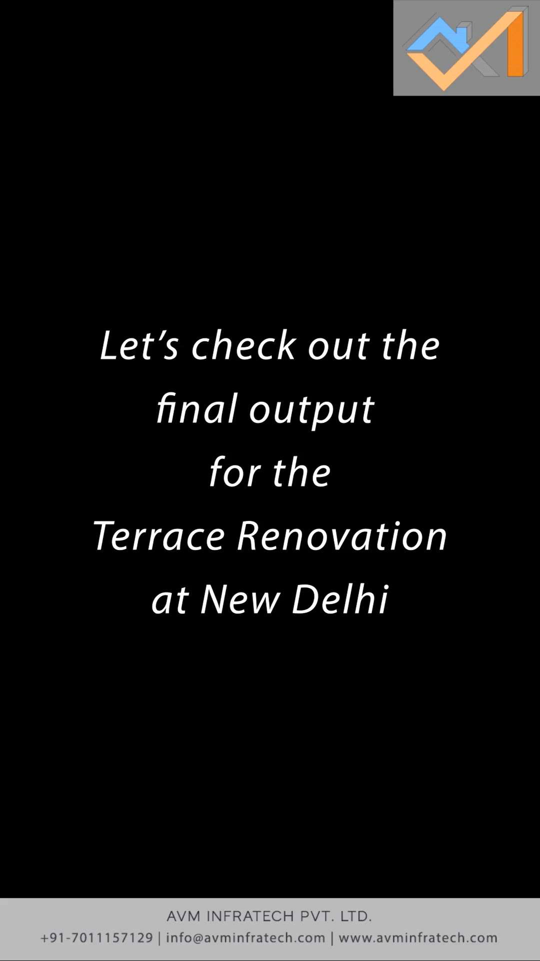 Part 2 of 2.
Terrace Renovation at New Delhi!


Follow us for more such amazing updates.
.
.
#renovation #renovations #renovationproject #renovatie #renovate #renovated #delhi #newdelhi #avminfratech #canopy #canopyandstars #roof #roofgarden #rooftop #roofgarden #rooftopbar #terrace #terracegarden #terracedesign #terracegardening